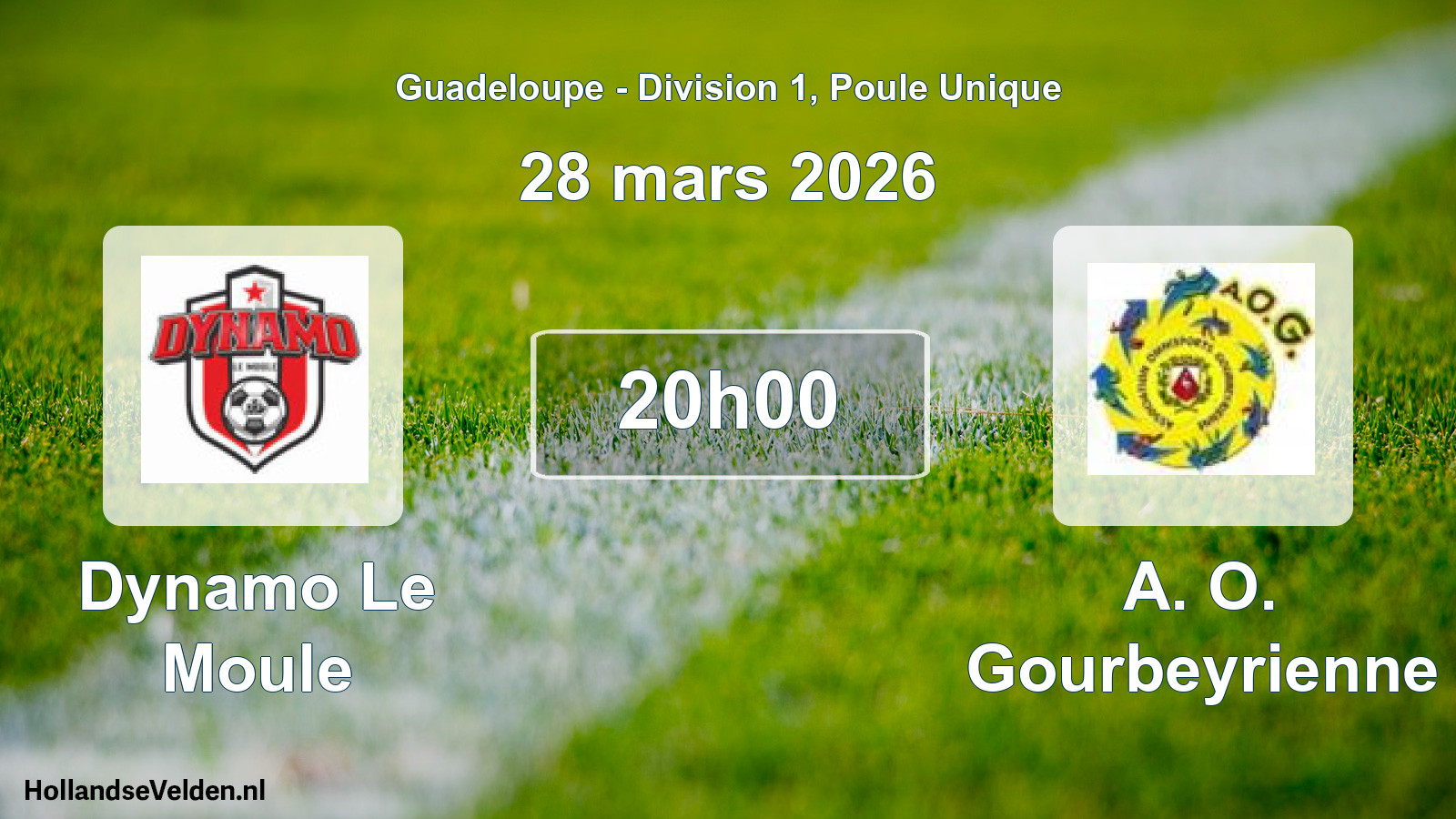Match programmé: Dynamo Le Moule - A. O. Gourbeyrienne (28 mars 2026)
