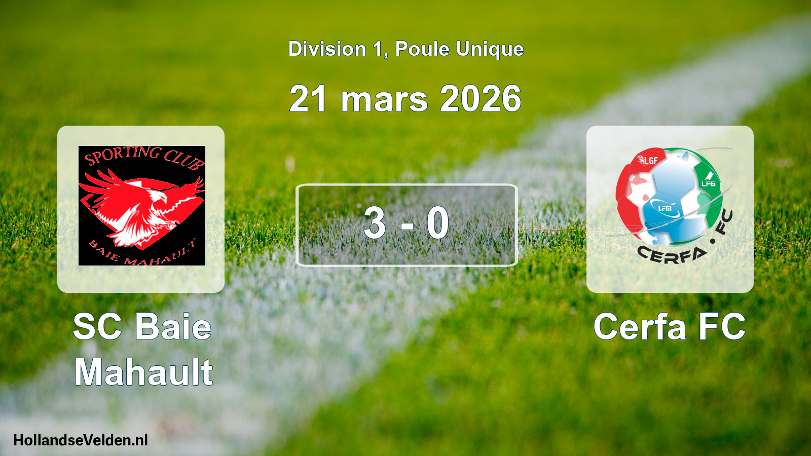 Gespeelde wedstrijd: SC Baie Mahault - Cerfa FC 3 - 0 (21 maart 2026)