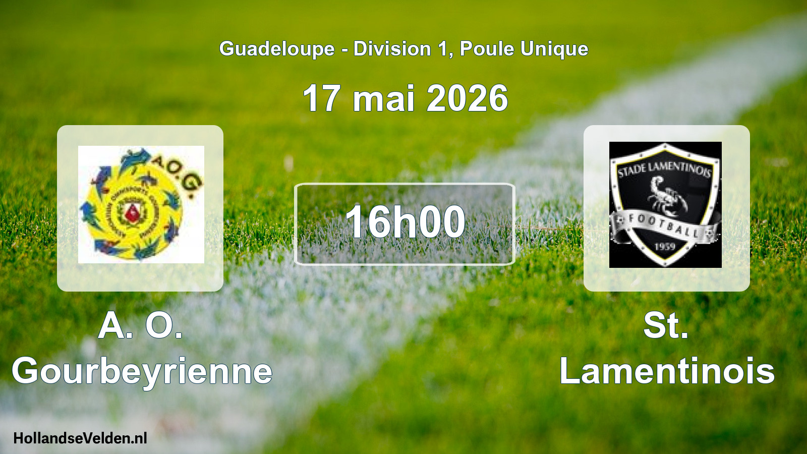 Match programmé: A. O. Gourbeyrienne - St. Lamentinois (17 mai 2026)