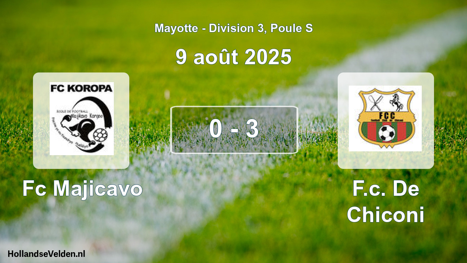 Total number of matches played: Fc Majicavo - F.c. De Chiconi 0 - 3 (9 August 2025)