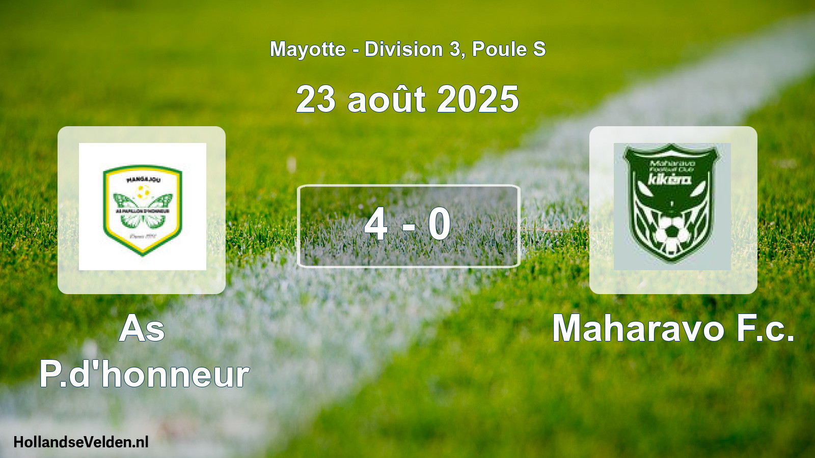 Total number of matches played: As P.d'honneur - Maharavo F.c. 4 - 0 (23 August 2025)