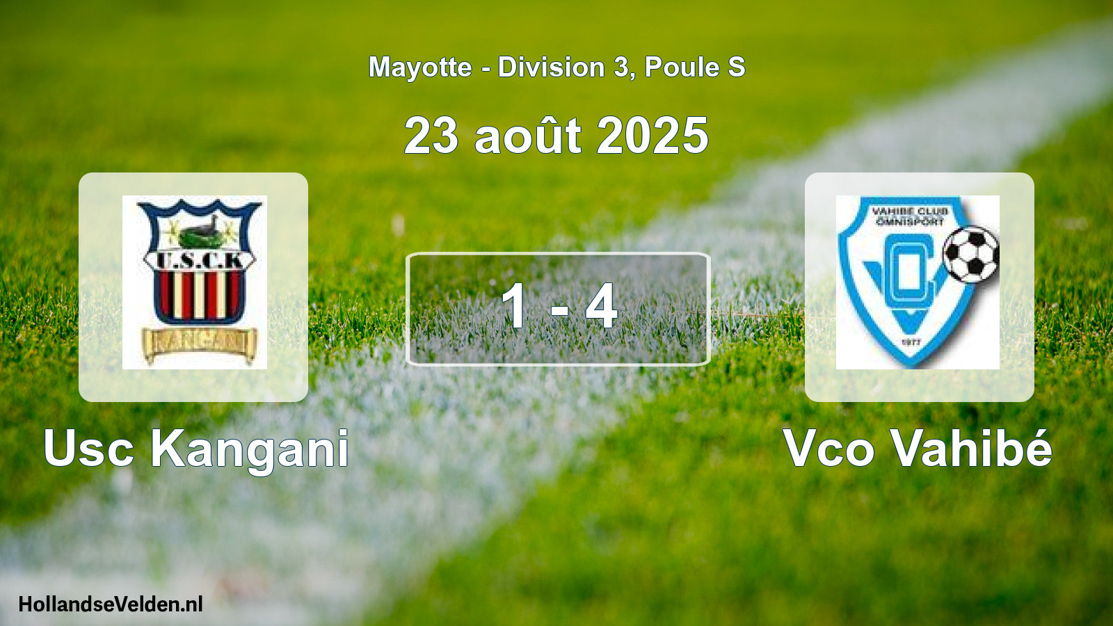 Match joué: Usc Kangani - Vco Vahibé 1 - 4 (23 août 2025)