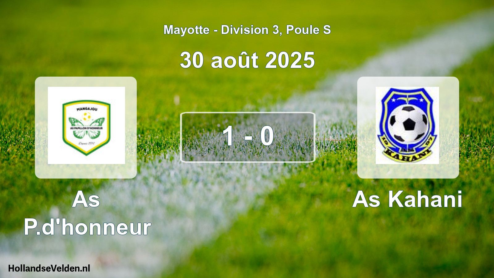 Match joué: As P.d'honneur - As Kahani 1 - 0 (30 août 2025)