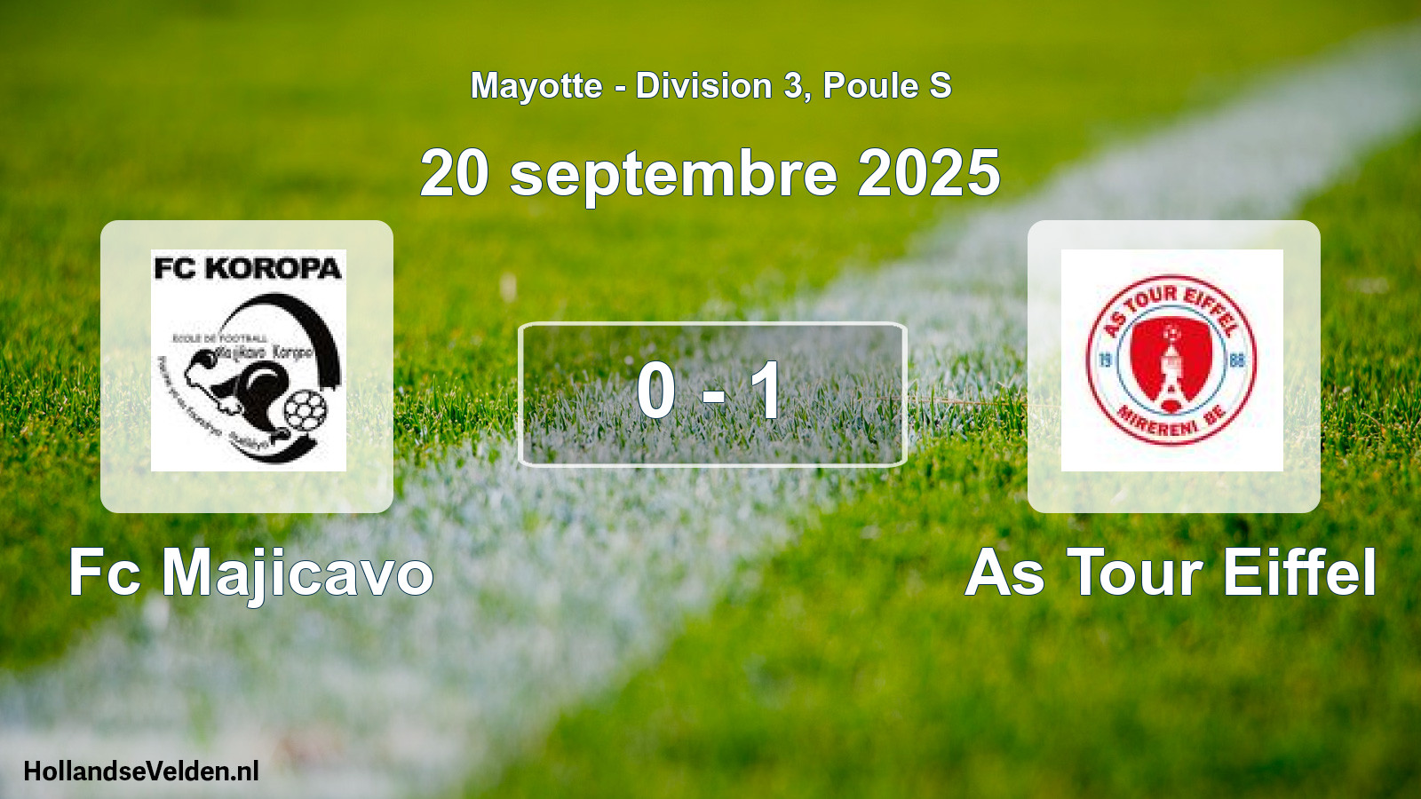 Match joué: Fc Majicavo - As Tour Eiffel 0 - 1 (20 septembre 2025)