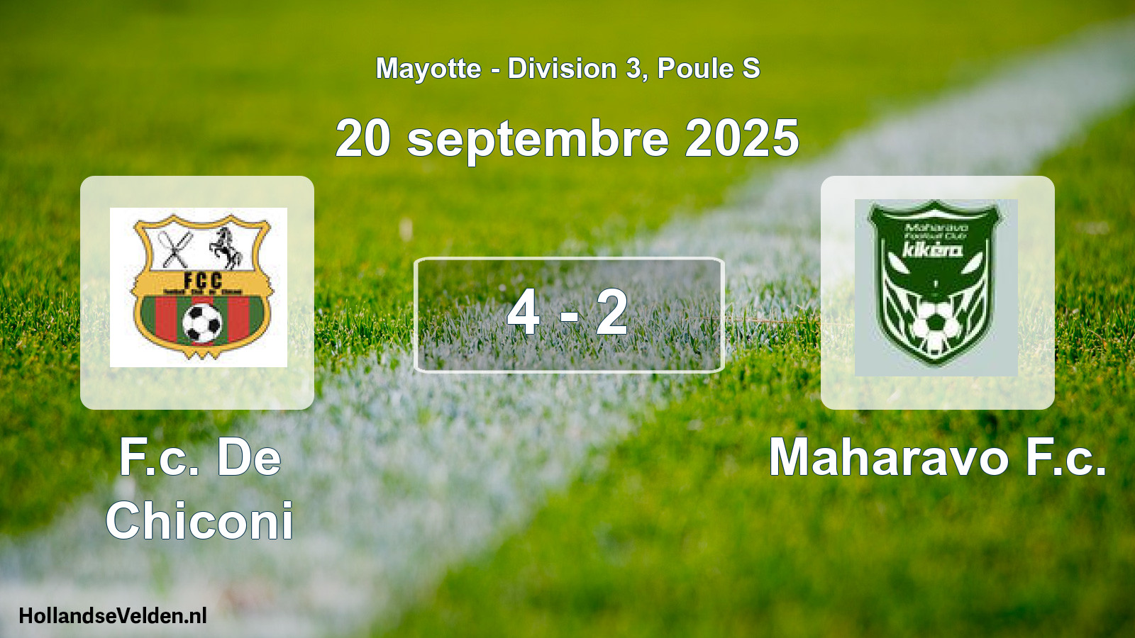 Match joué: F.c. De Chiconi - Maharavo F.c. 4 - 2 (20 septembre 2025)