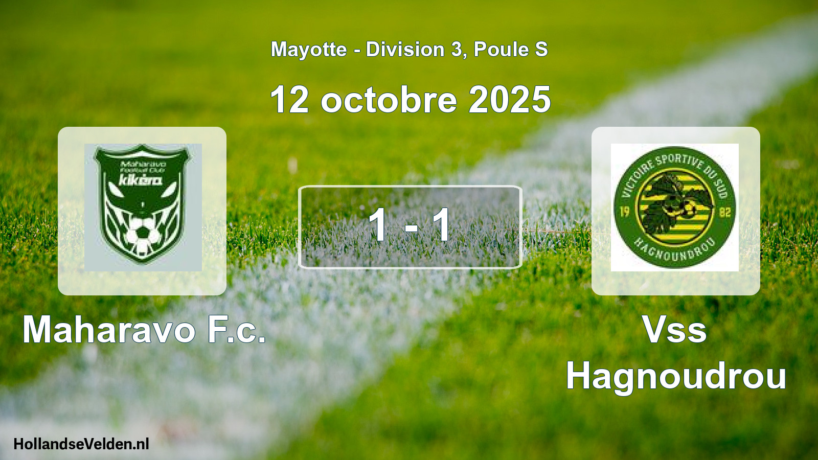 Total number of matches played: Maharavo F.c. - Vss Hagnoudrou 1 - 1 (12 October 2025)