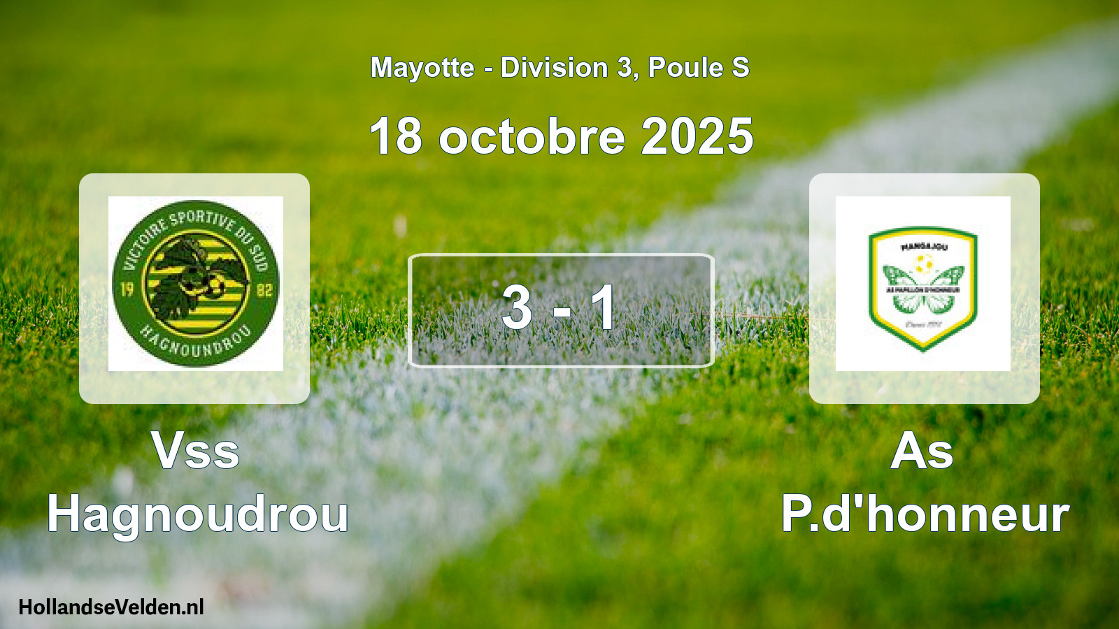 Match joué: Vss Hagnoudrou - As P.d'honneur 3 - 1 (18 octobre 2025)