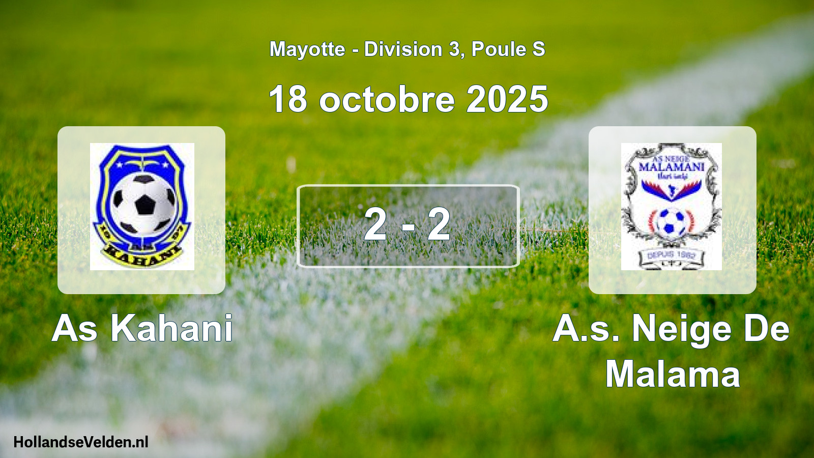 Match joué: As Kahani - A.s. Neige De Malama 2 - 2 (18 octobre 2025)