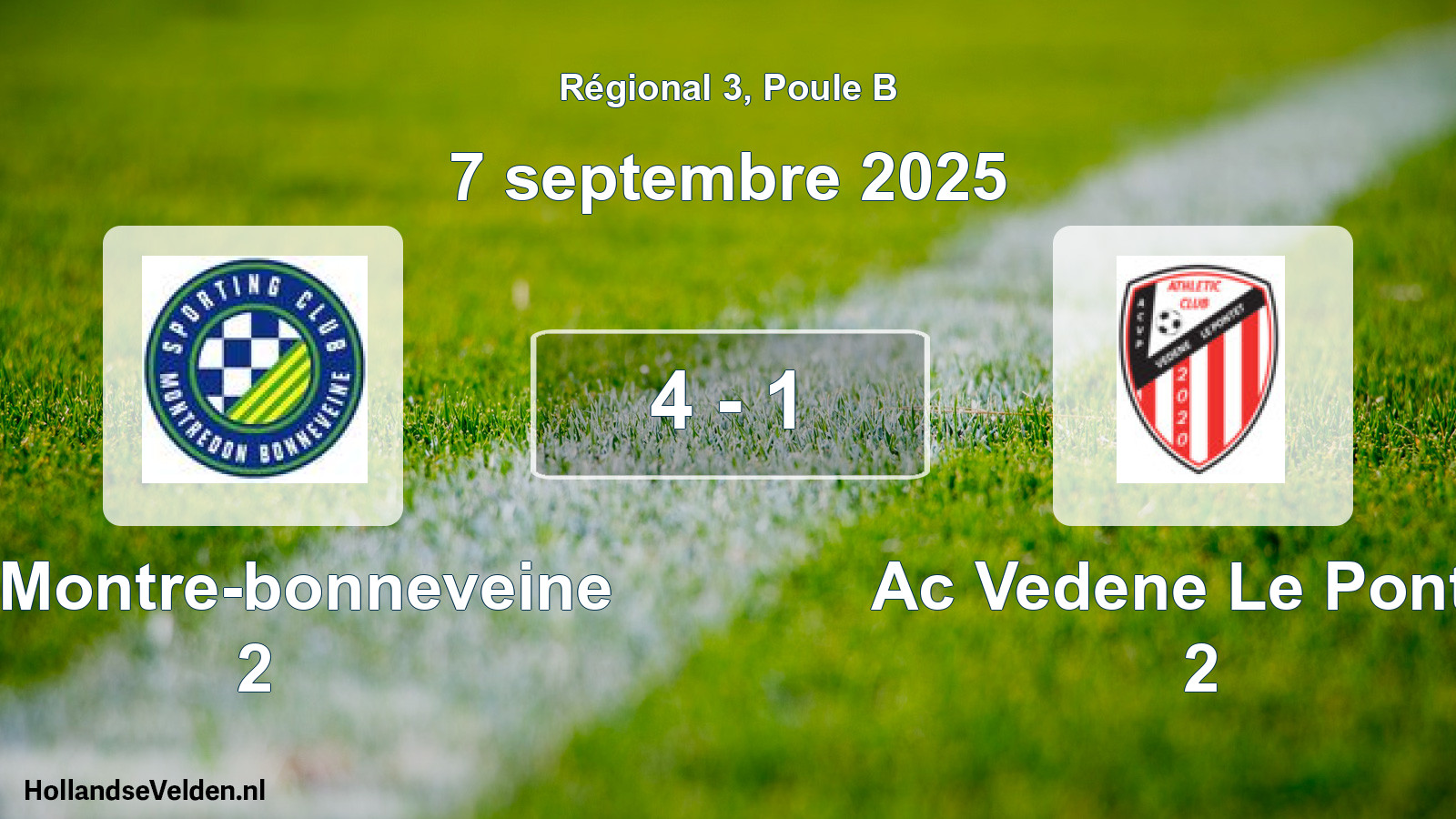Gespeelde wedstrijd: Sc Montre-bonneveine 2 - Ac Vedene Le Pontet 2 4 - 1 (7 september 2025)
