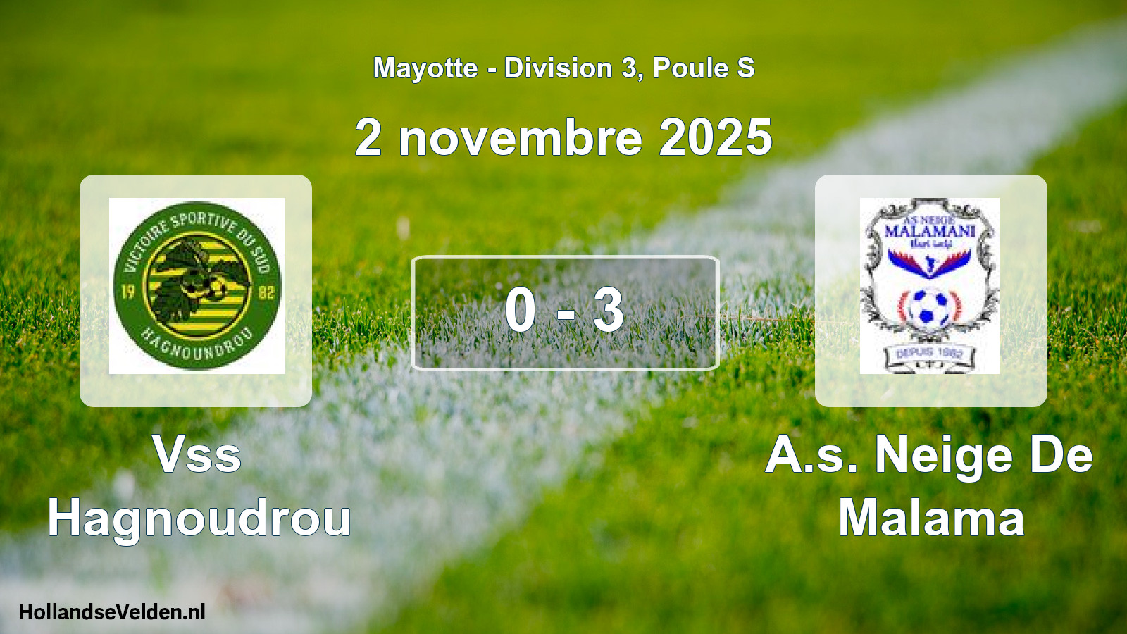 Gespeelde wedstrijd: Vss Hagnoudrou - A.s. Neige De Malama 0 - 3 (2 november 2025)
