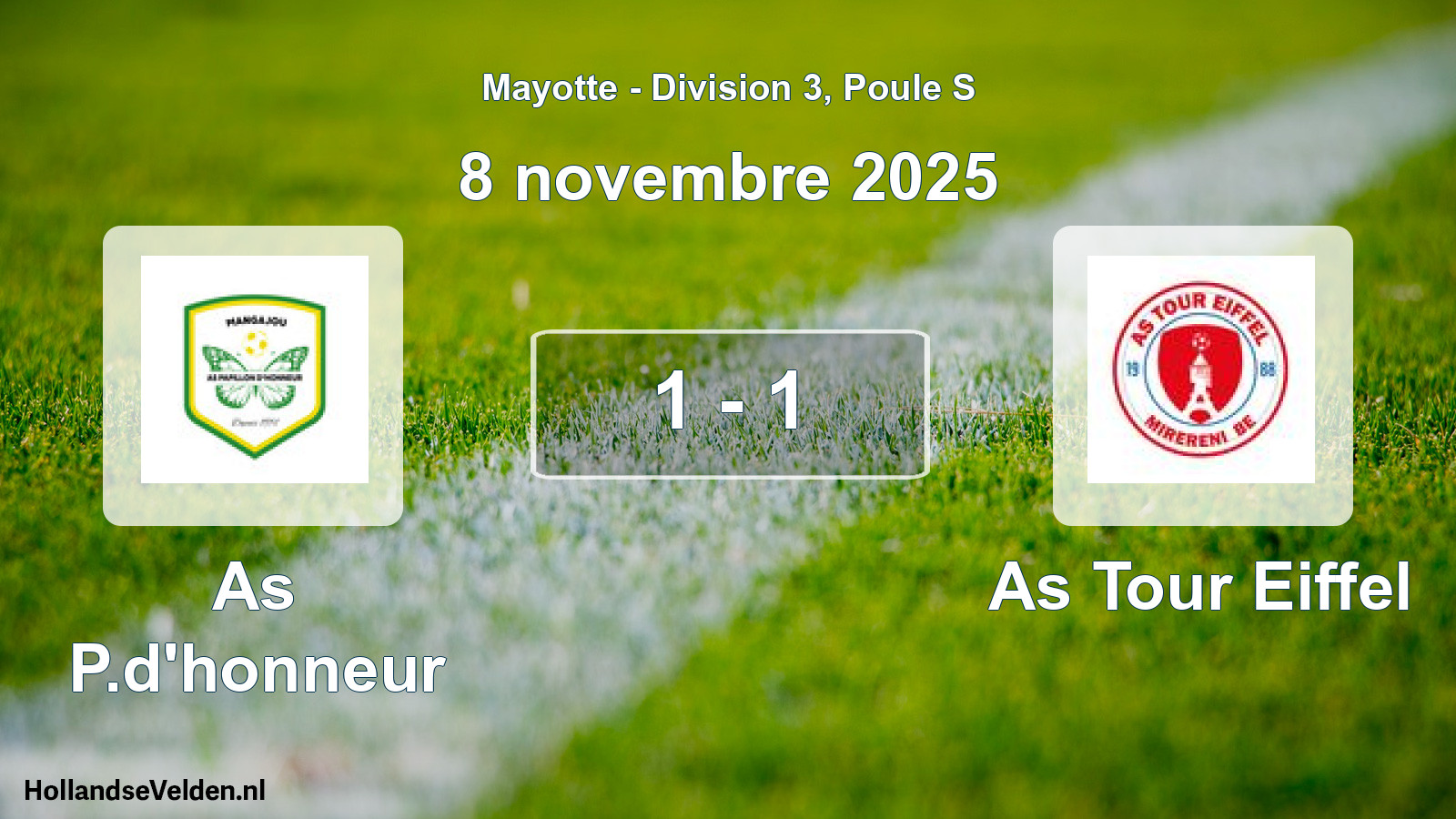 Match joué: As P.d'honneur - As Tour Eiffel 1 - 1 (8 novembre 2025)