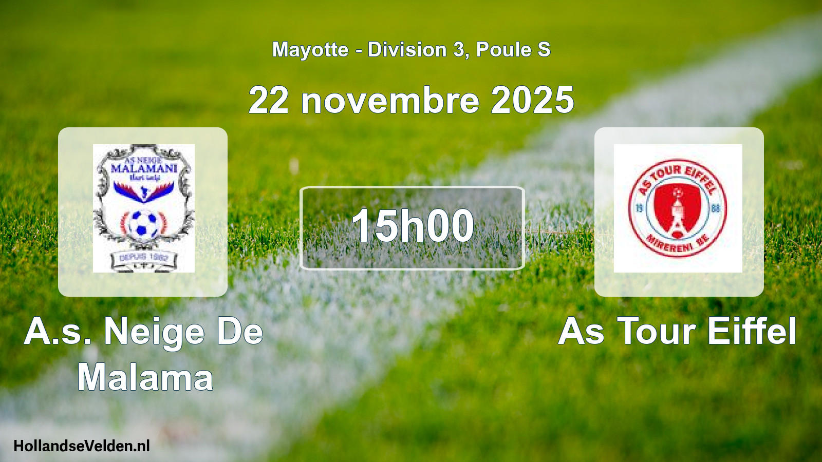 Match programmé: A.s. Neige De Malama - As Tour Eiffel (22 novembre 2025)