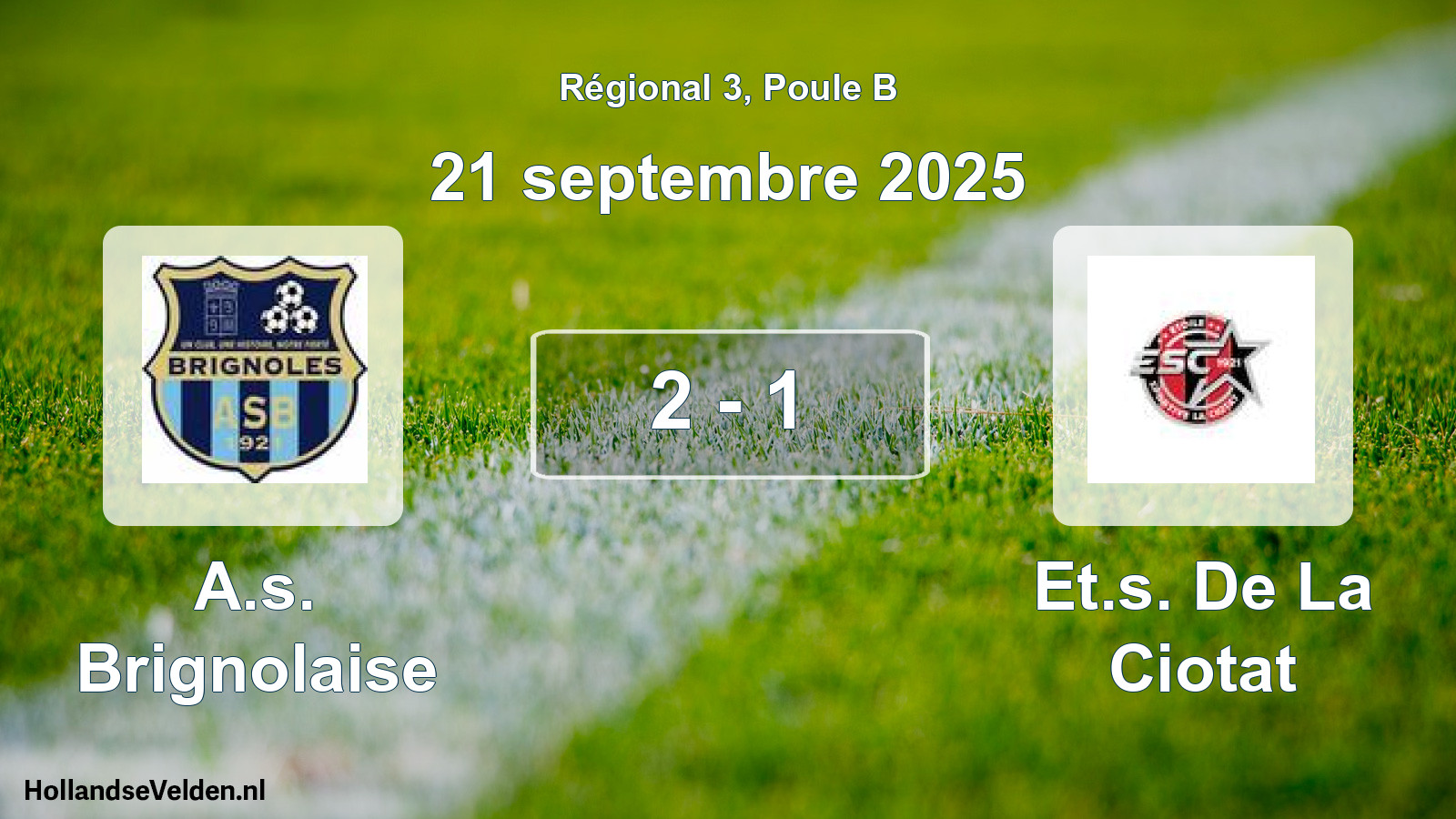 Gespeelde wedstrijd: A.s. Brignolaise - Et.s. De La Ciotat 2 - 1 (21 septembre 2025)