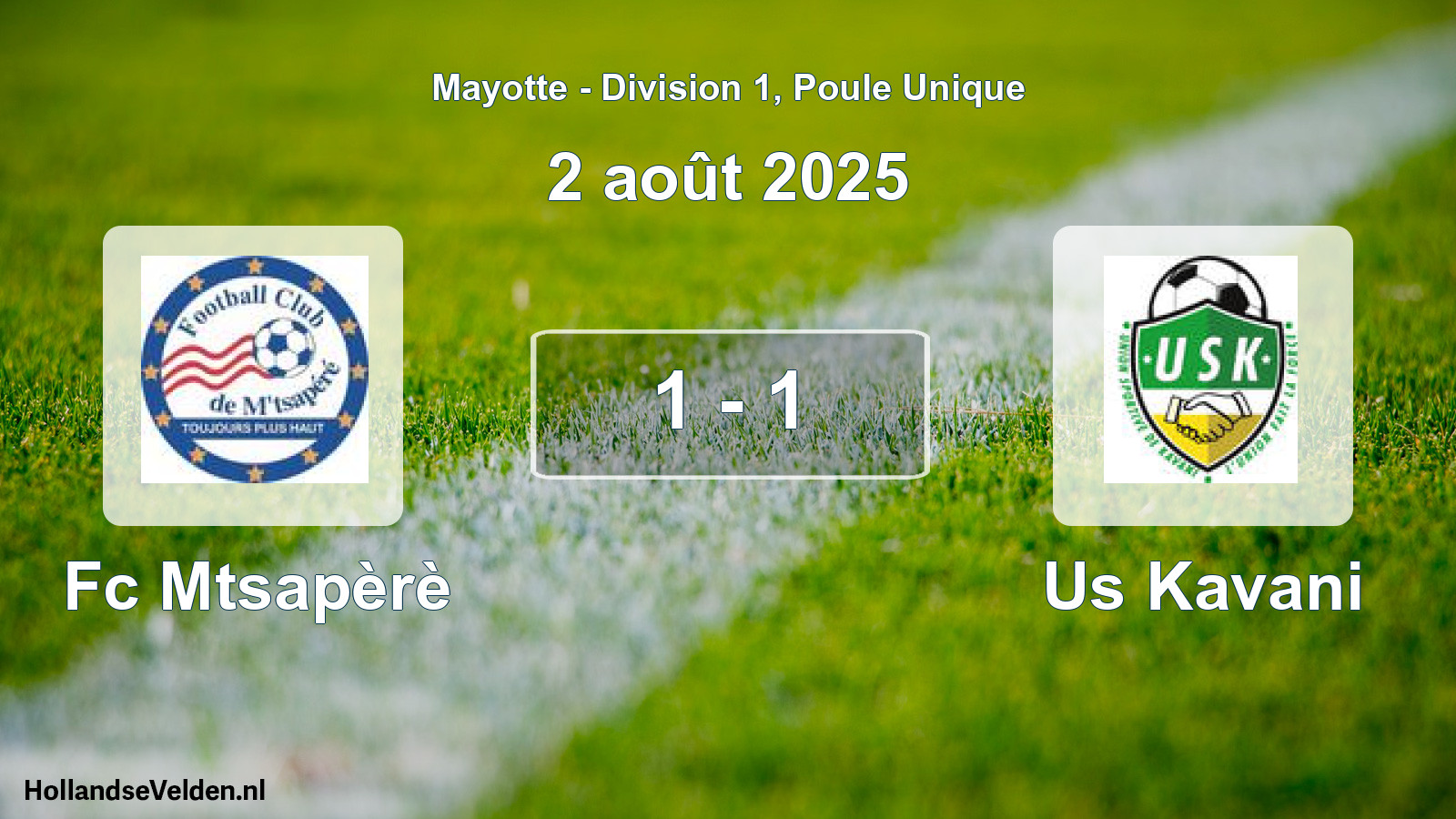 Total number of matches played: Fc Mtsapèrè - Us Kavani 1 - 1 (2 August 2025)