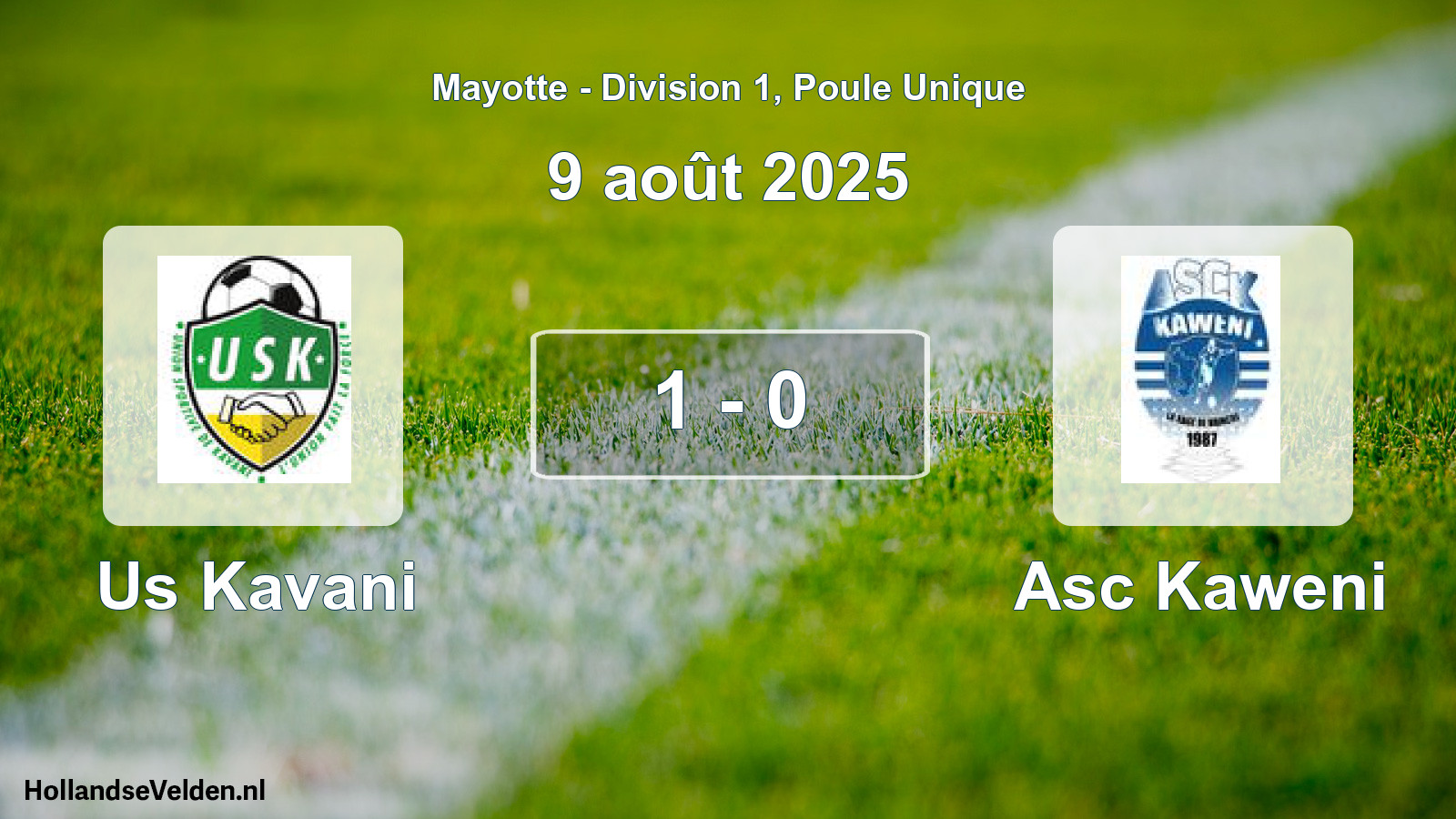 Match joué: Us Kavani - Asc Kaweni 1 - 0 (9 août 2025)