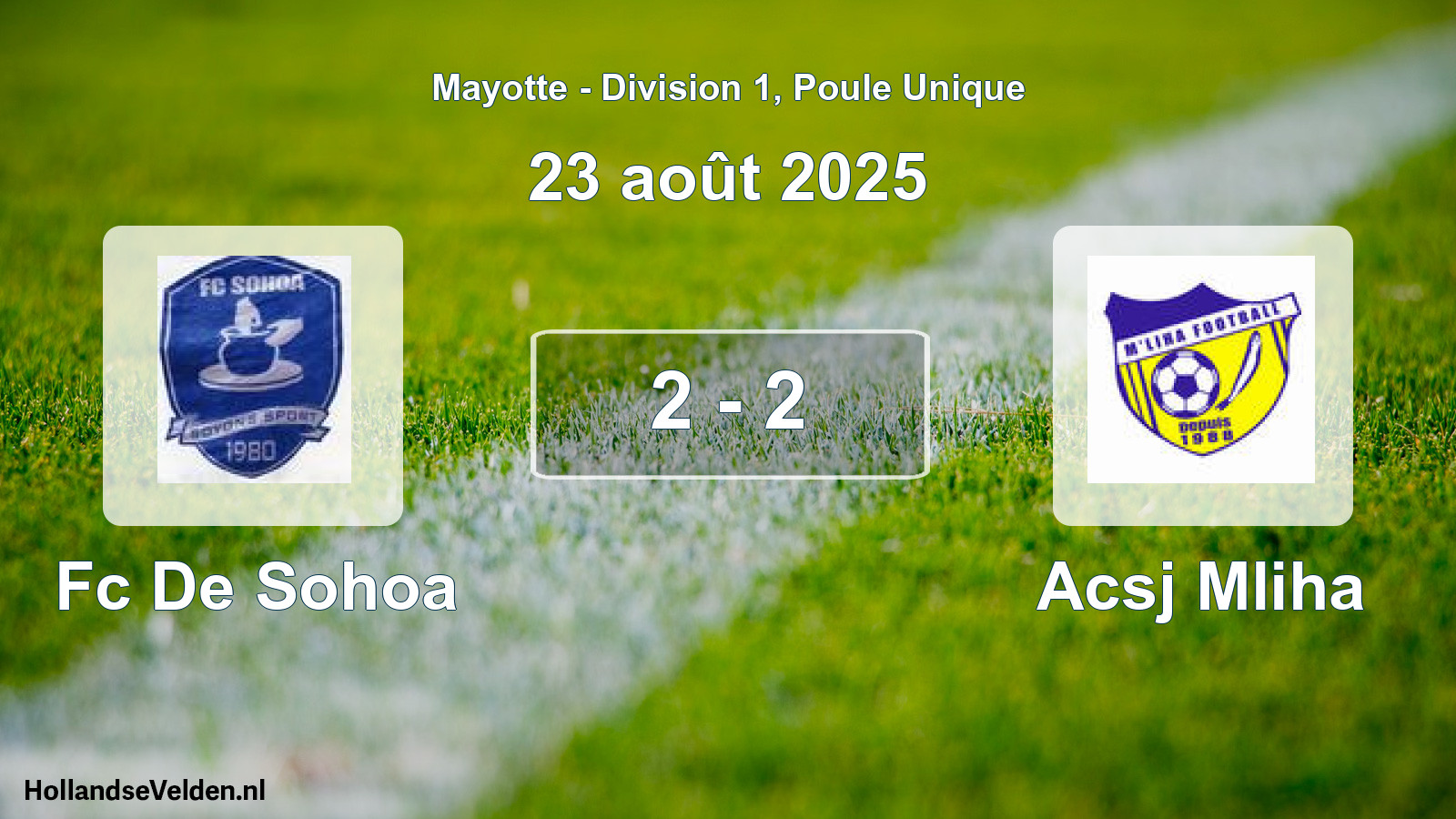 Match joué: Fc De Sohoa - Acsj Mliha 2 - 2 (23 août 2025)