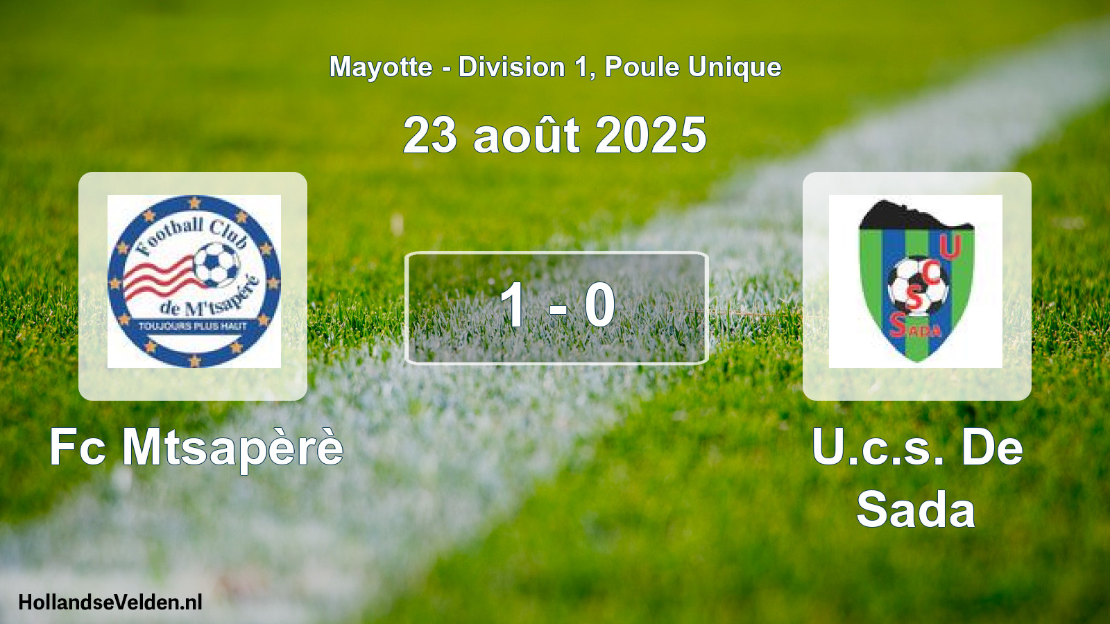 Total number of matches played: Fc Mtsapèrè - U.c.s. De Sada 1 - 0 (23 August 2025)