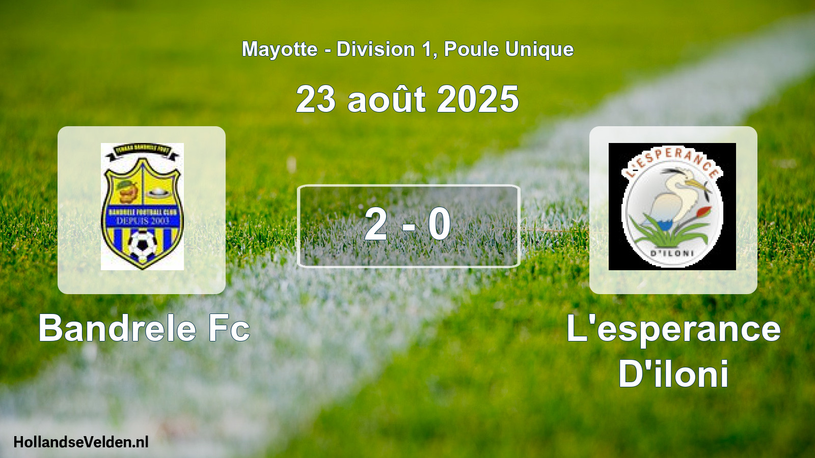 Match joué: Bandrele Fc - L'esperance D'iloni 2 - 0 (23 août 2025)
