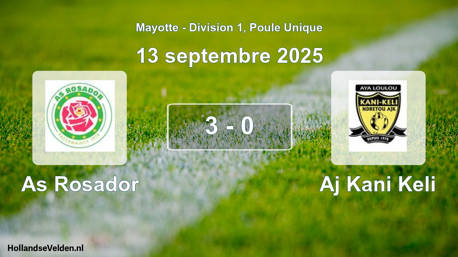 Match joué: As Rosador - Aj Kani Keli 3 - 0 (13 septembre 2025)