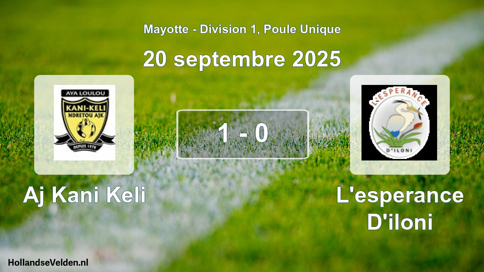 Match joué: Aj Kani Keli - L'esperance D'iloni 1 - 0 (20 septembre 2025)