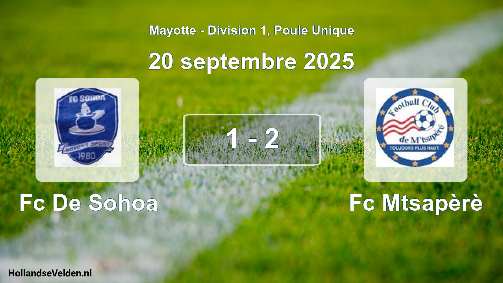 Match joué: Fc De Sohoa - Fc Mtsapèrè 1 - 2 (20 septembre 2025)