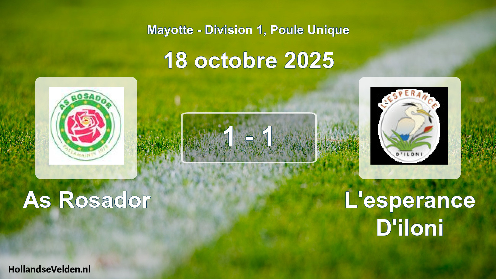 Match joué: As Rosador - L'esperance D'iloni 1 - 1 (18 octobre 2025)