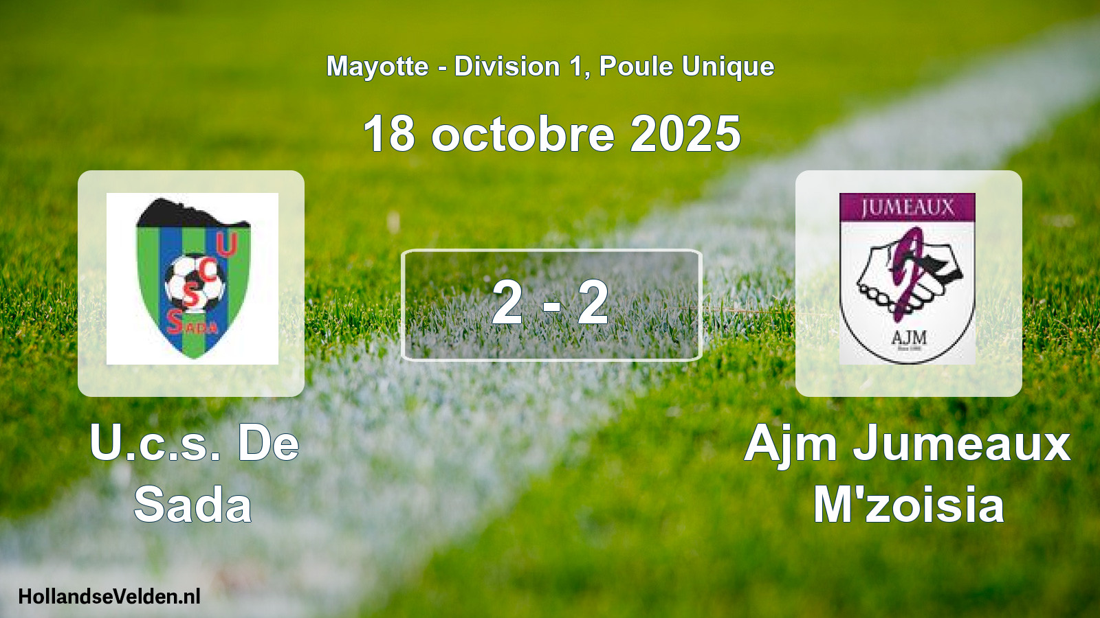 Total number of matches played: U.c.s. De Sada - Ajm Jumeaux M'zoisia 2 - 2 (18 October 2025)
