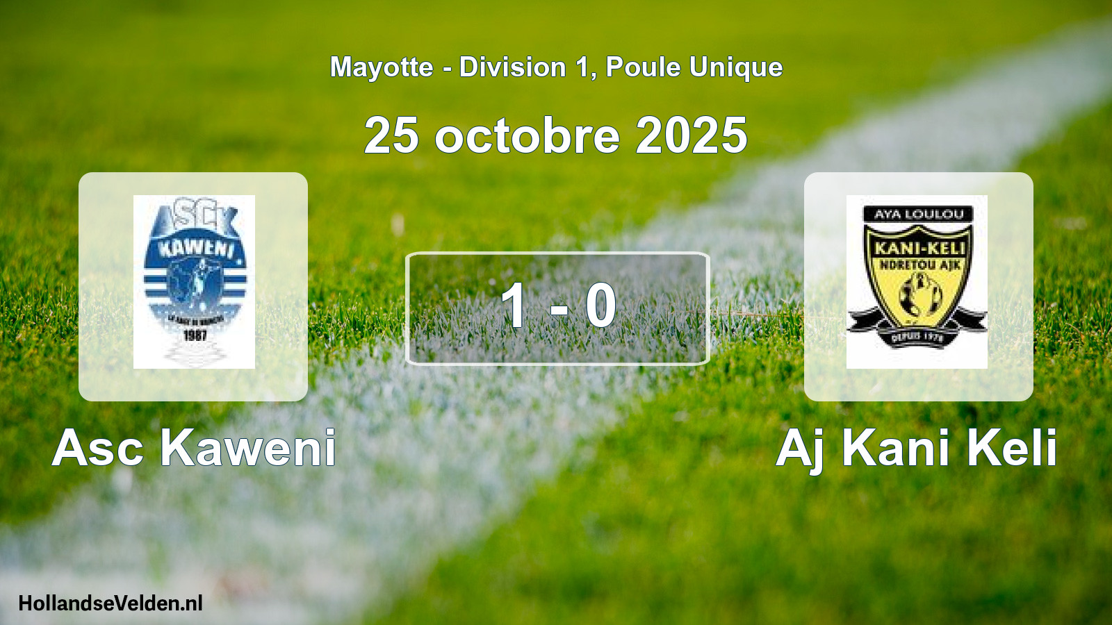 Match joué: Asc Kaweni - Aj Kani Keli 1 - 0 (25 octobre 2025)