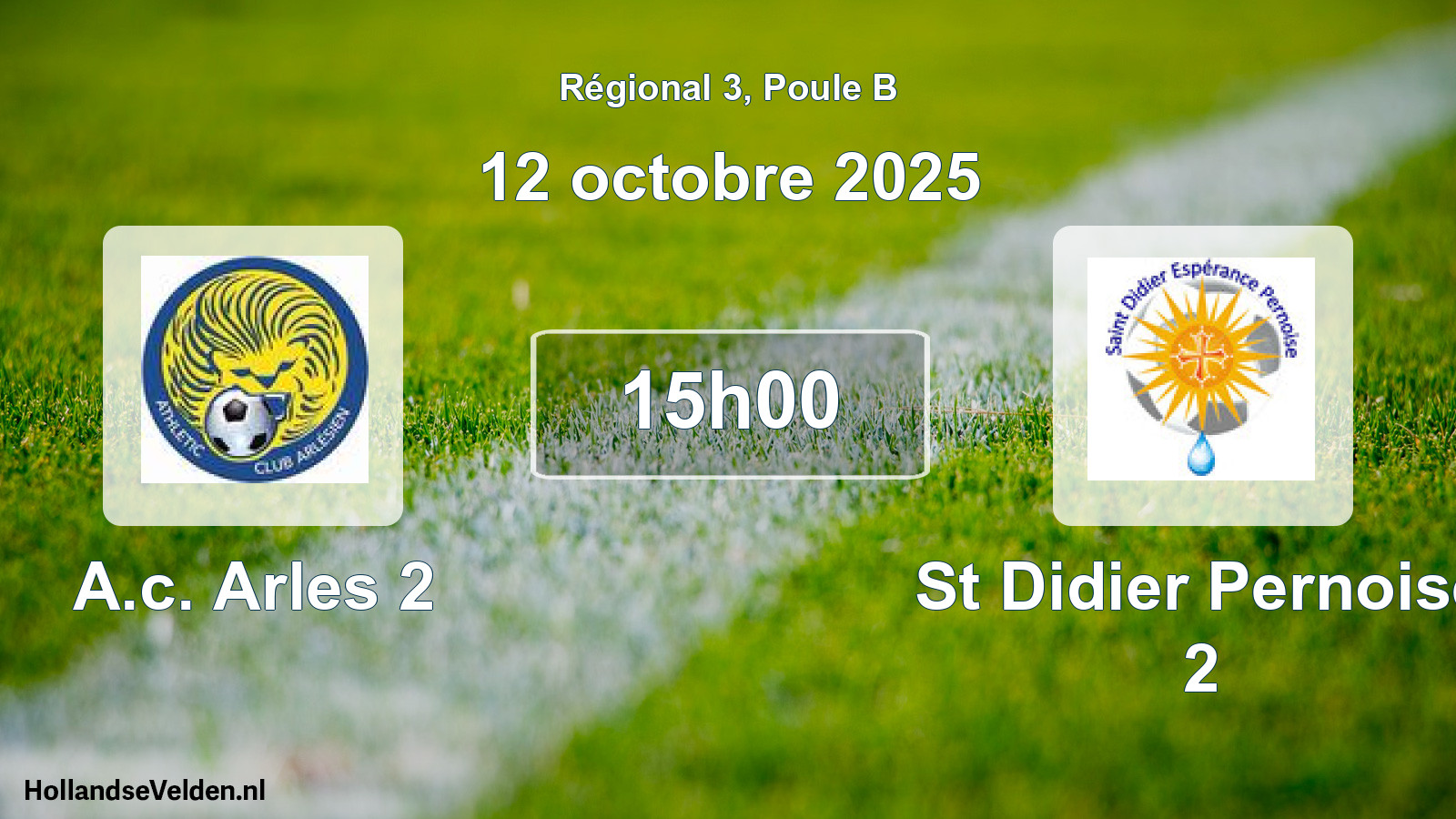 Geplande wedstrijd: A.c. Arles 2 - St Didier Pernoise 2 (12 octobre 2025)