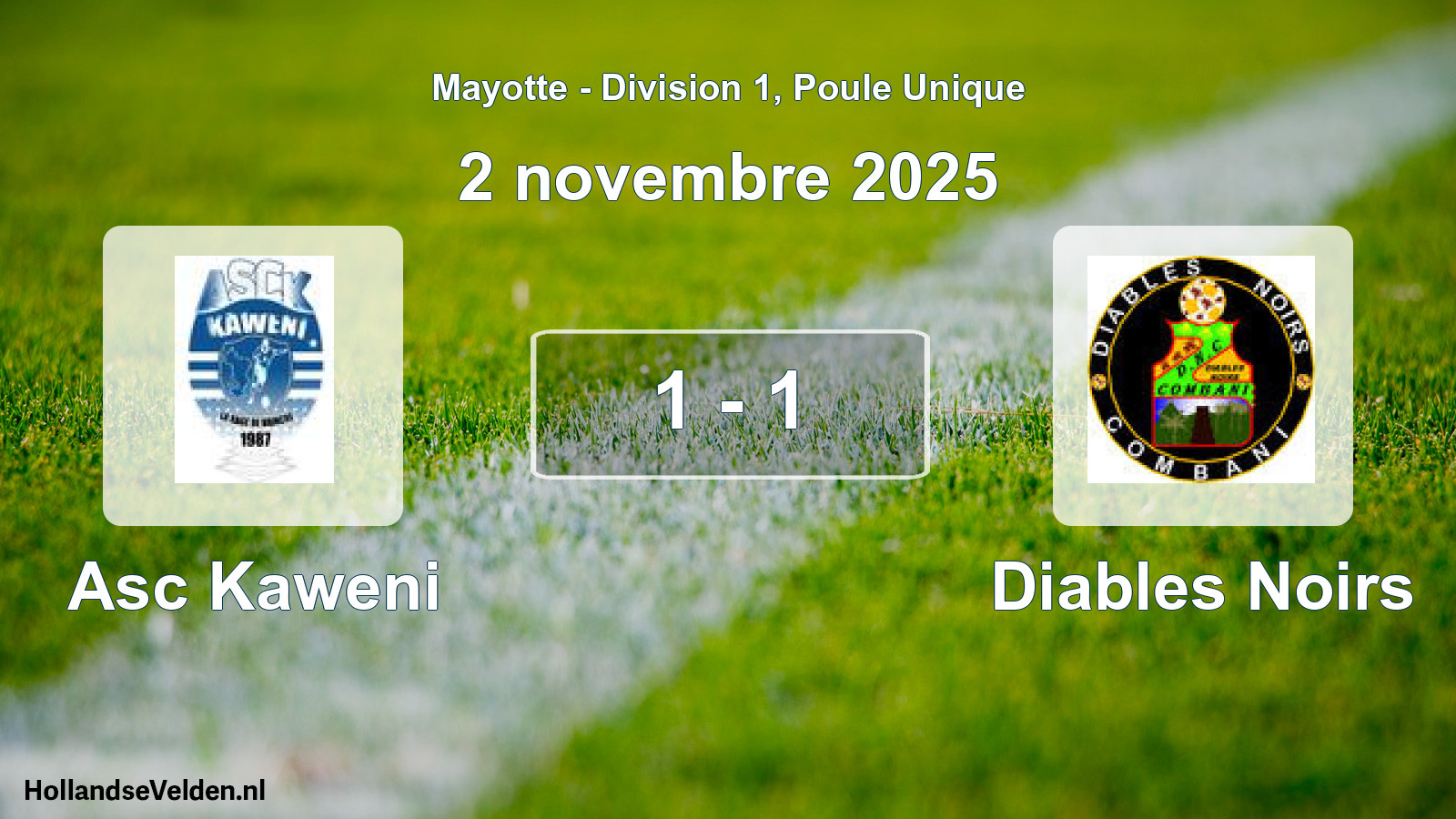 Total number of matches played: Asc Kaweni - Diables Noirs 1 - 1 (2 November 2025)