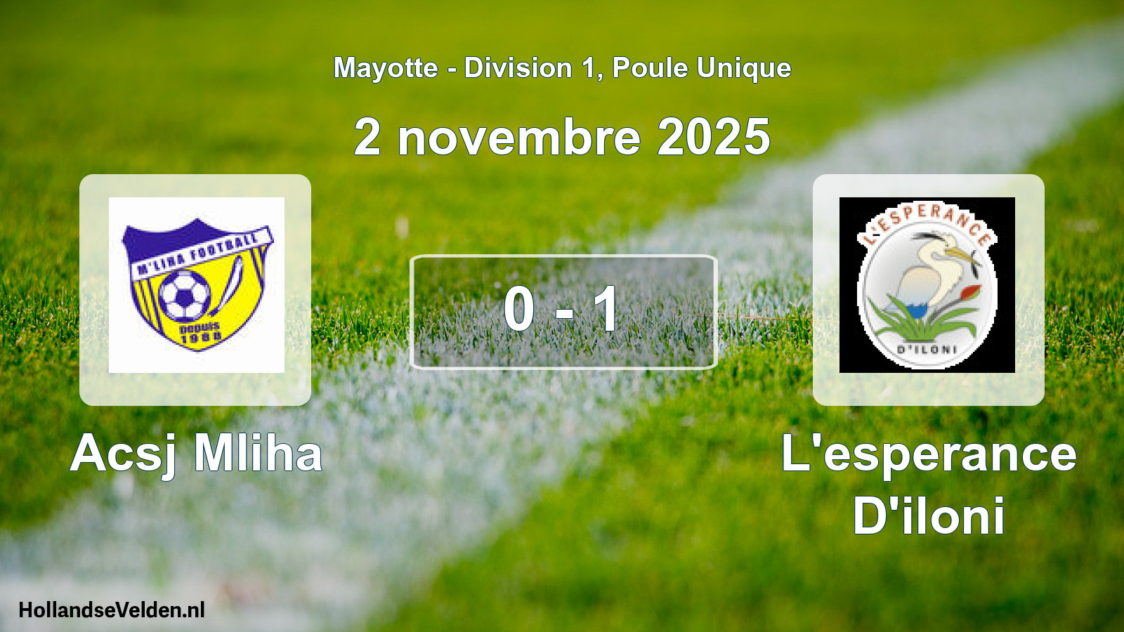 Gespeelde wedstrijd: Acsj Mliha - L'esperance D'iloni 0 - 1 (2 november 2025)