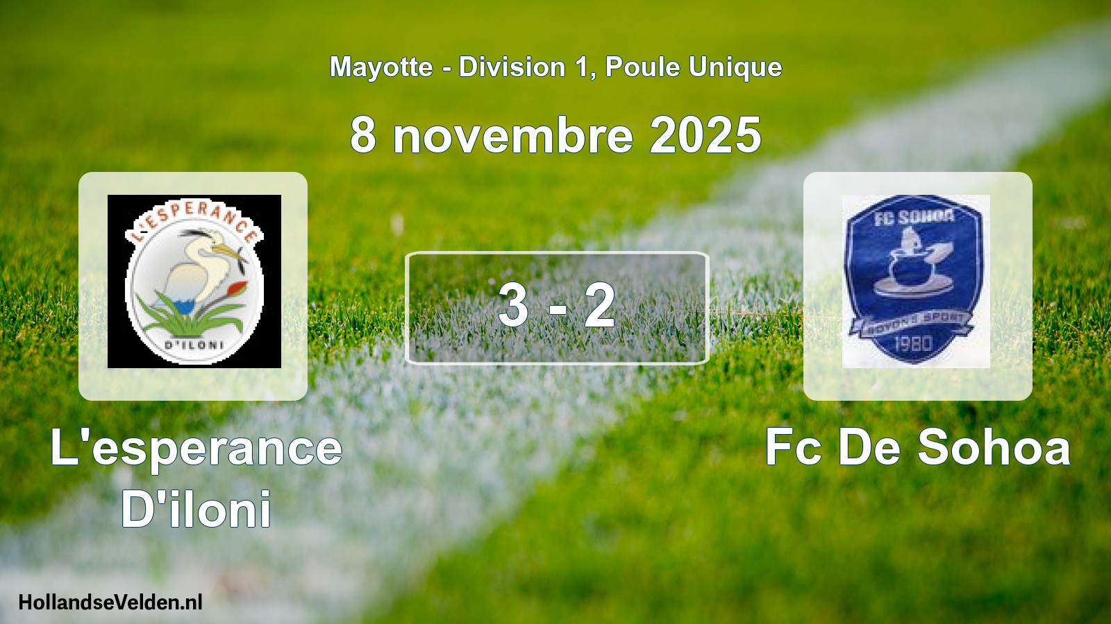 Gespeelde wedstrijd: L'esperance D'iloni - Fc De Sohoa 3 - 2 (8 november 2025)