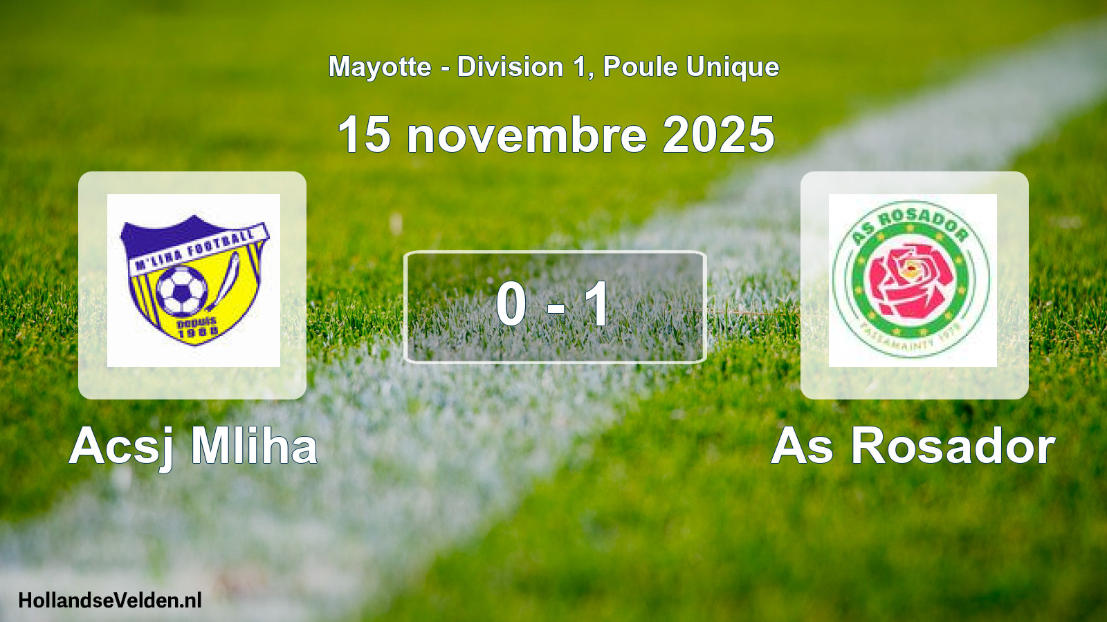 Match joué: Acsj Mliha - As Rosador 0 - 1 (15 novembre 2025)