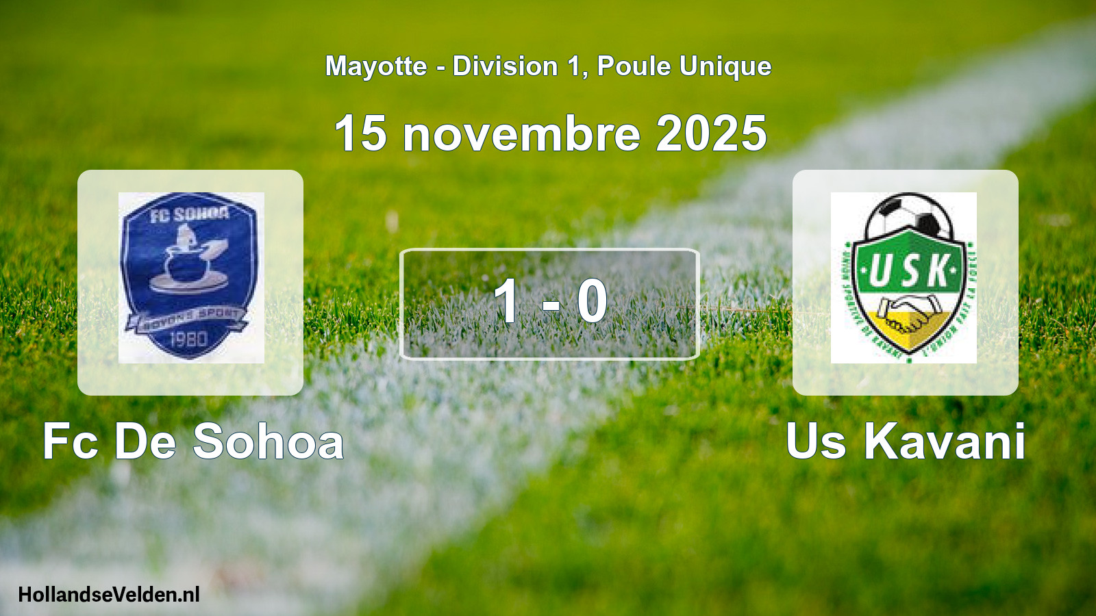 Match joué: Fc De Sohoa - Us Kavani 1 - 0 (15 novembre 2025)