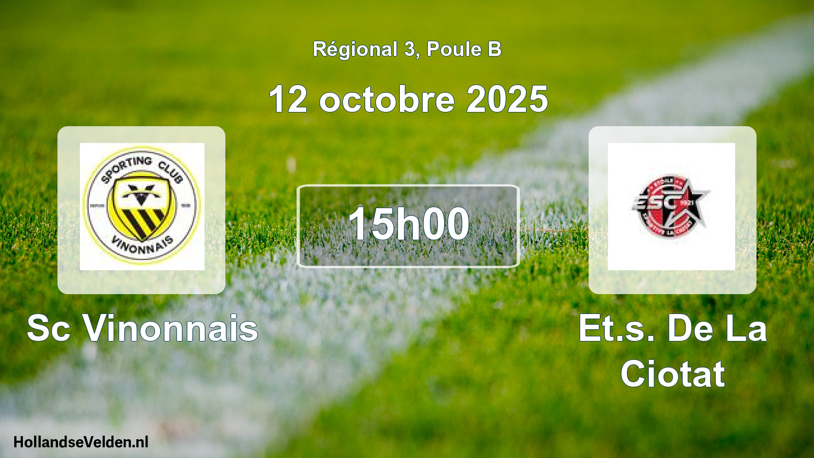 Geplande wedstrijd: Sc Vinonnais - Et.s. De La Ciotat (12 octobre 2025)