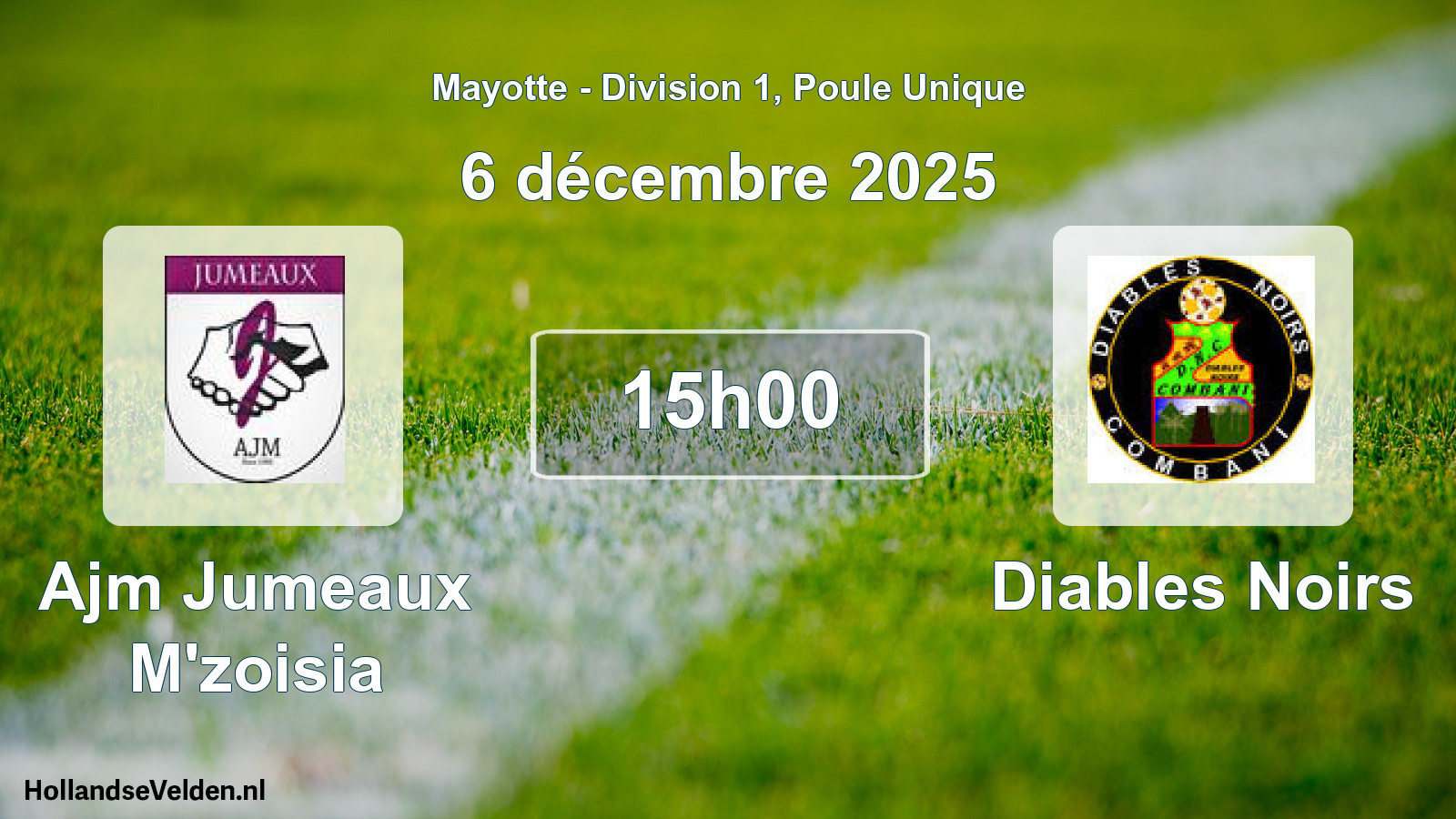 Match programmé: Ajm Jumeaux M'zoisia - Diables Noirs (22 novembre 2025)