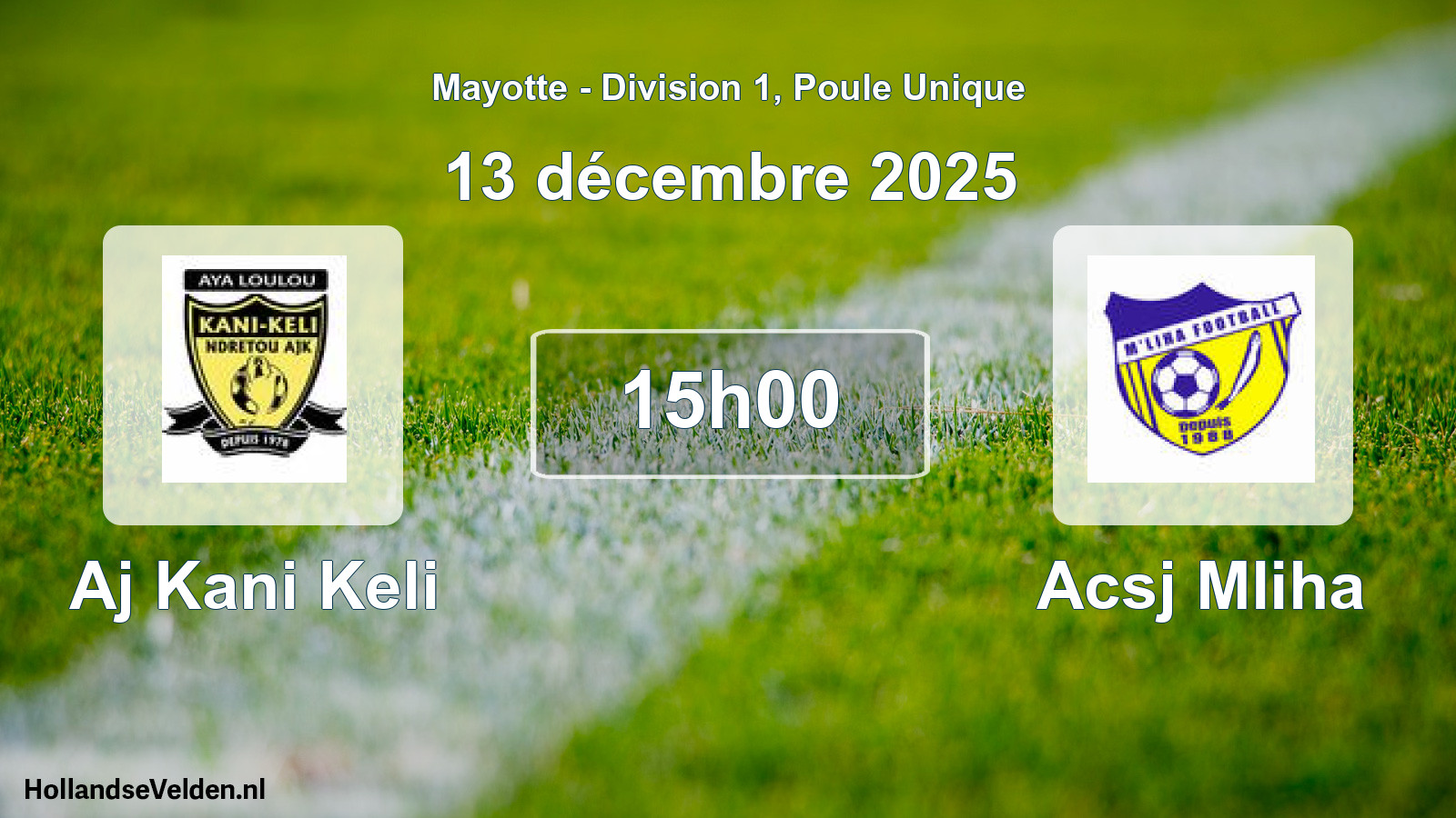 Match programmé: Aj Kani Keli - Acsj Mliha (29 novembre 2025)