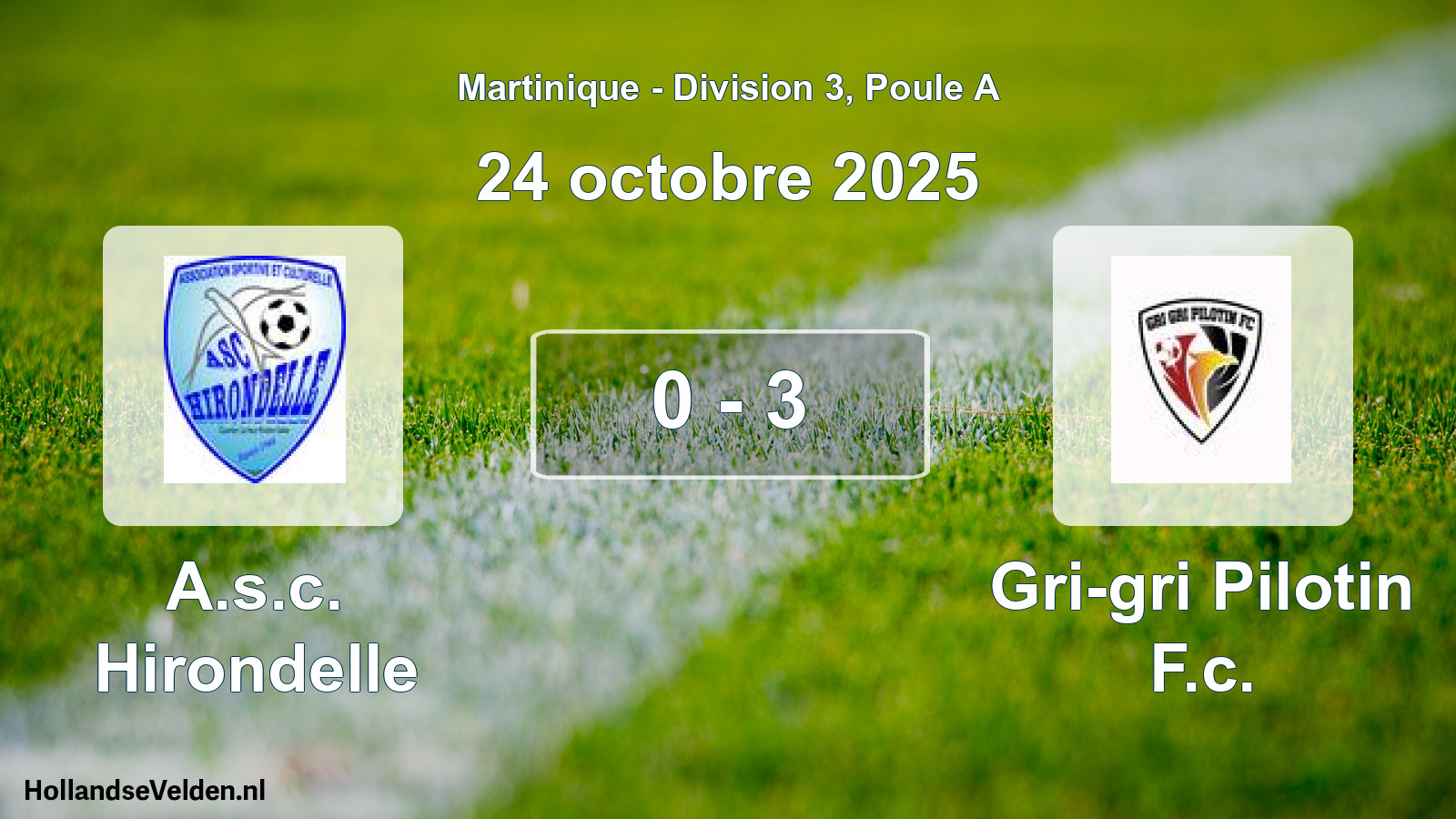 Match joué: A.s.c. Hirondelle - Gri-gri Pilotin F.c. 0 - 3 (24 octobre 2025)