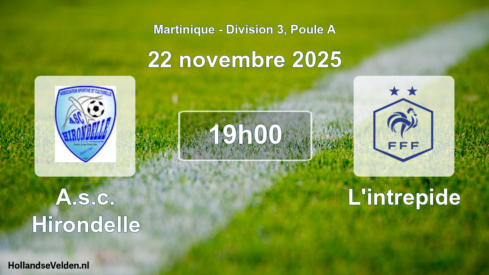 Match programmé: A.s.c. Hirondelle - L'intrepide (22 novembre 2025)