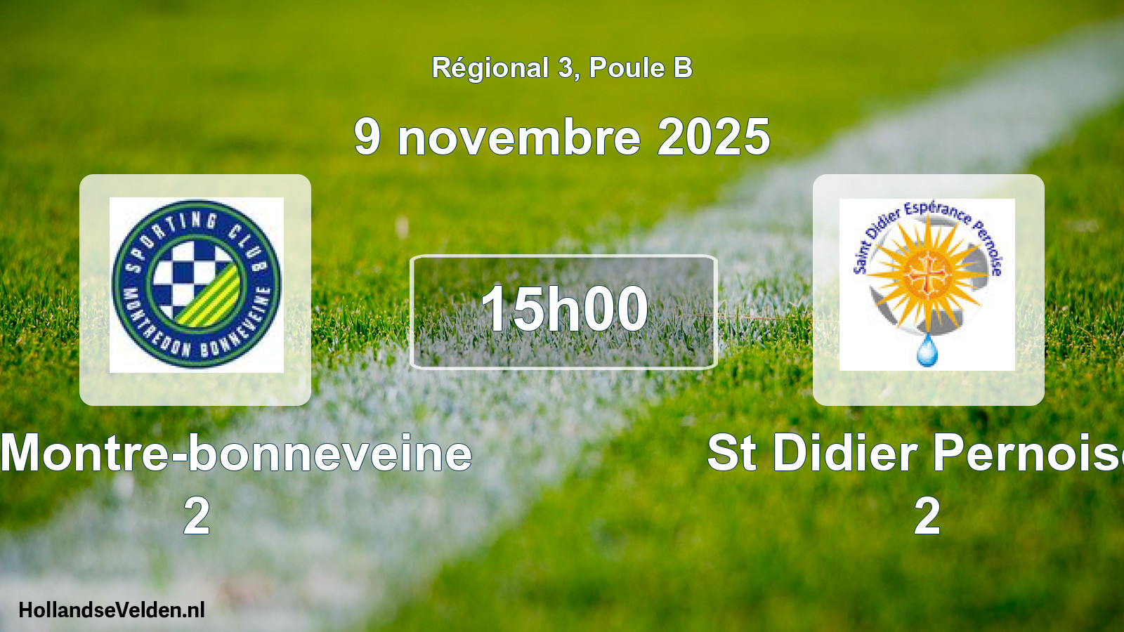 Geplande wedstrijd: Sc Montre-bonneveine 2 - St Didier Pernoise 2 (9 november 2025)