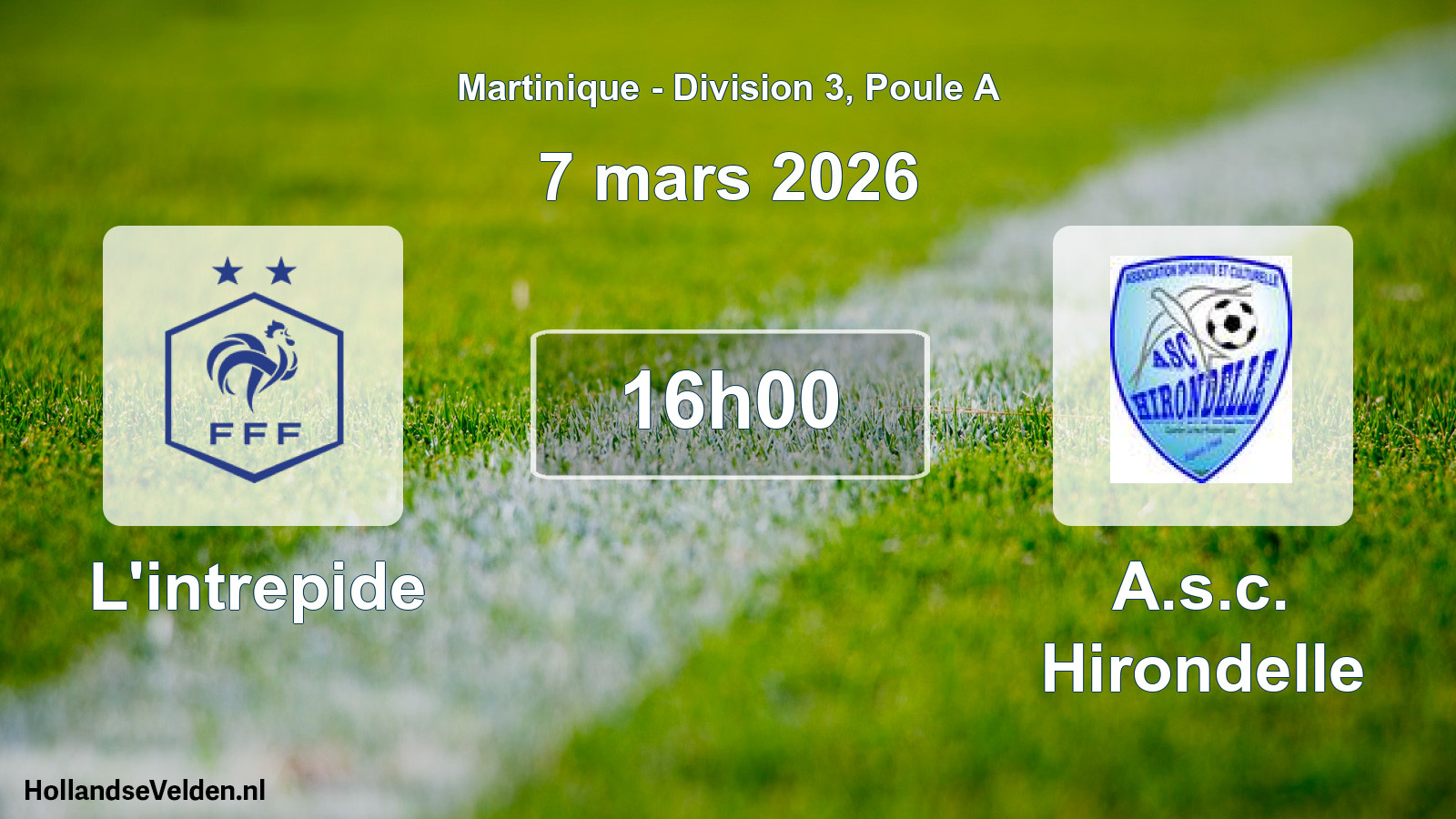 Match programmé: L'intrepide - A.s.c. Hirondelle (7 mars 2026)