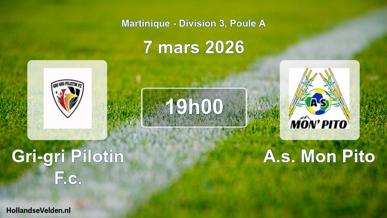 Match programmé: Gri-gri Pilotin F.c. - A.s. Mon Pito (7 mars 2026)