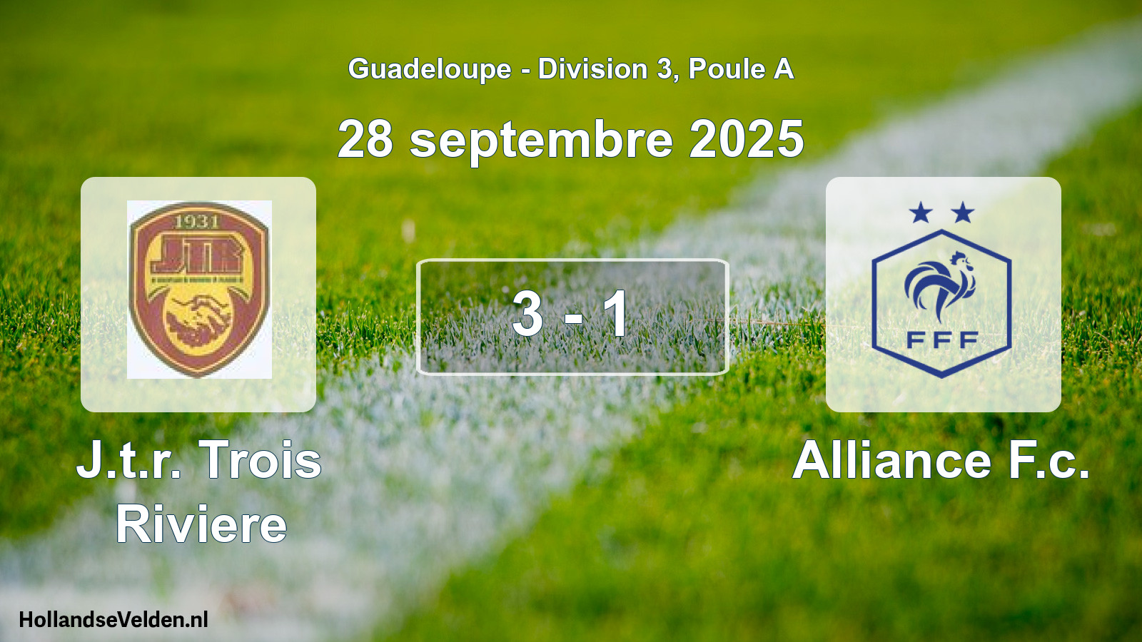 Match joué: J.t.r. Trois Riviere - Alliance F.c. 3 - 1 (28 septembre 2025)