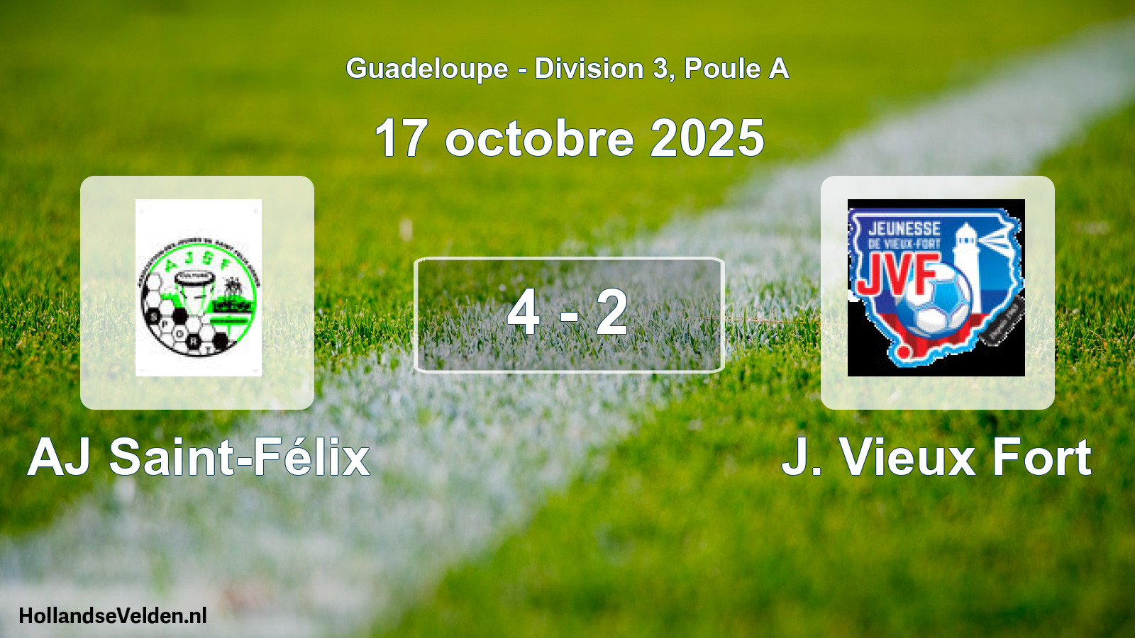 Total number of matches played: AJ Saint-Félix - J. Vieux Fort 4 - 2 (17 October 2025)