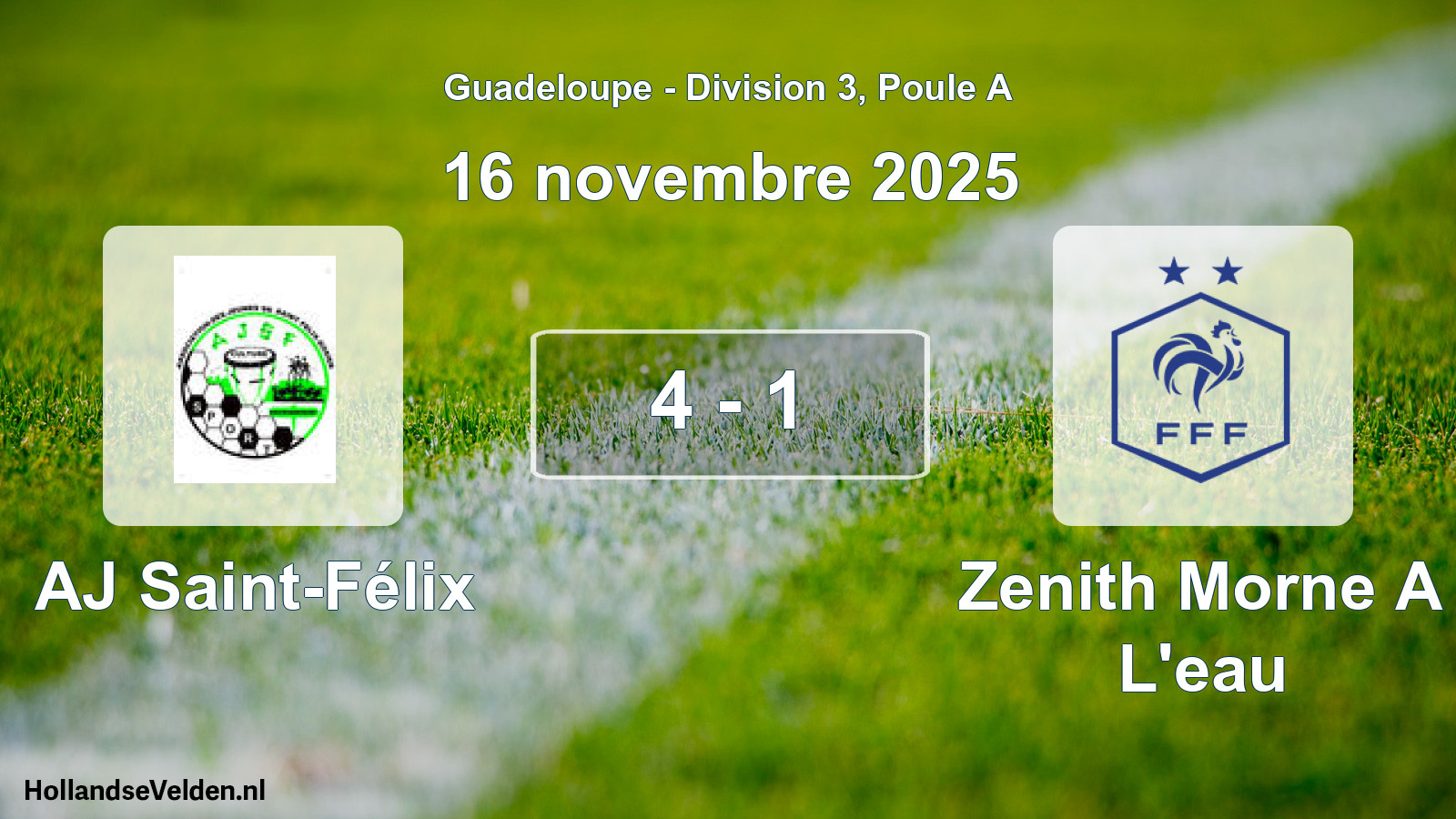 Match joué: AJ Saint-Félix - Zenith Morne A L'eau 4 - 1 (16 novembre 2025)