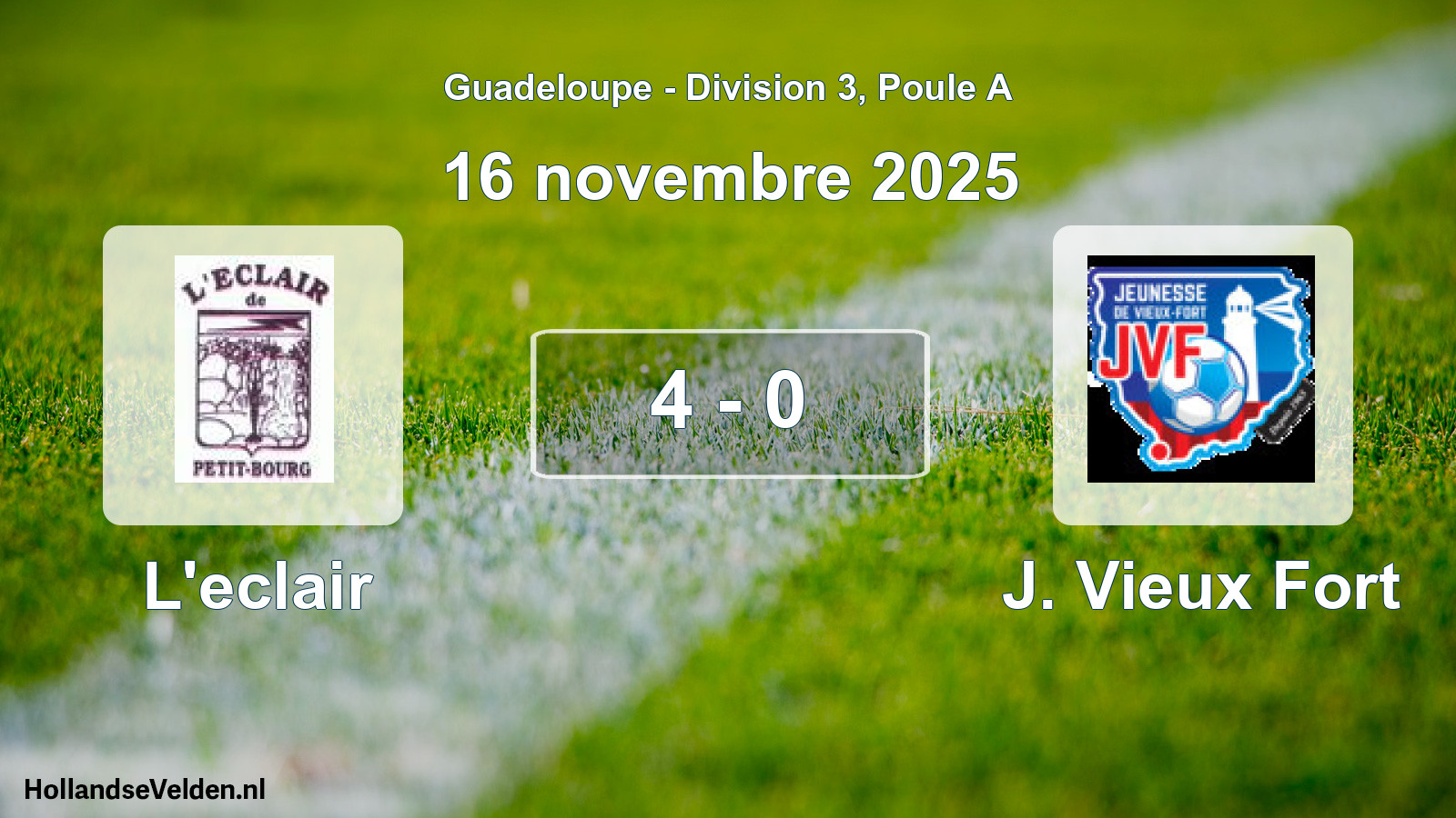 Match joué: L'eclair - J. Vieux Fort 4 - 0 (16 novembre 2025)