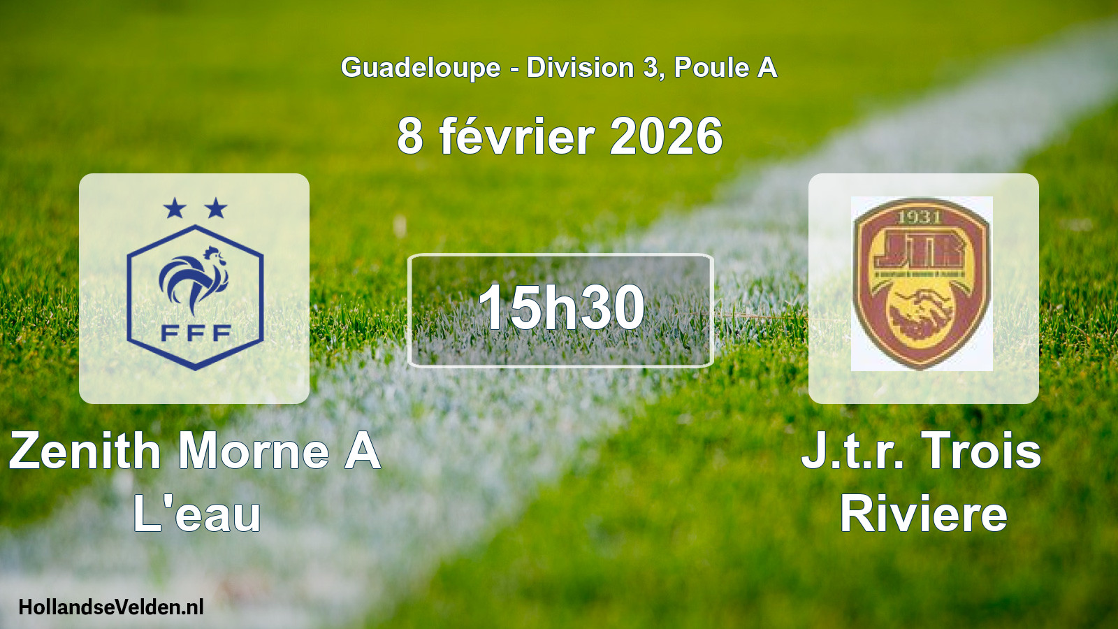 Match programmé: Zenith Morne A L'eau - J.t.r. Trois Riviere (8 février 2026)