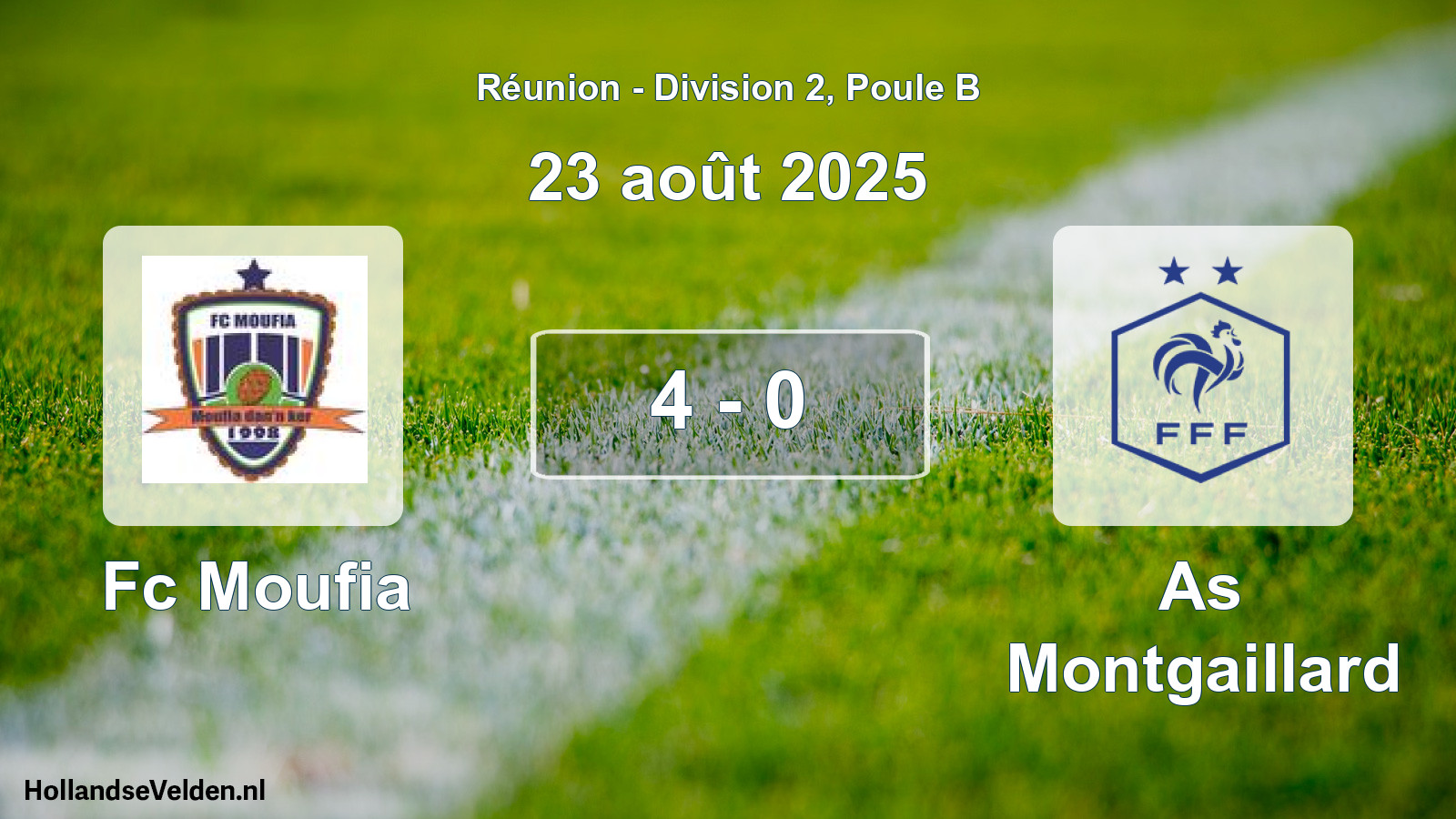 Match joué: Fc Moufia - As Montgaillard 4 - 0 (23 août 2025)