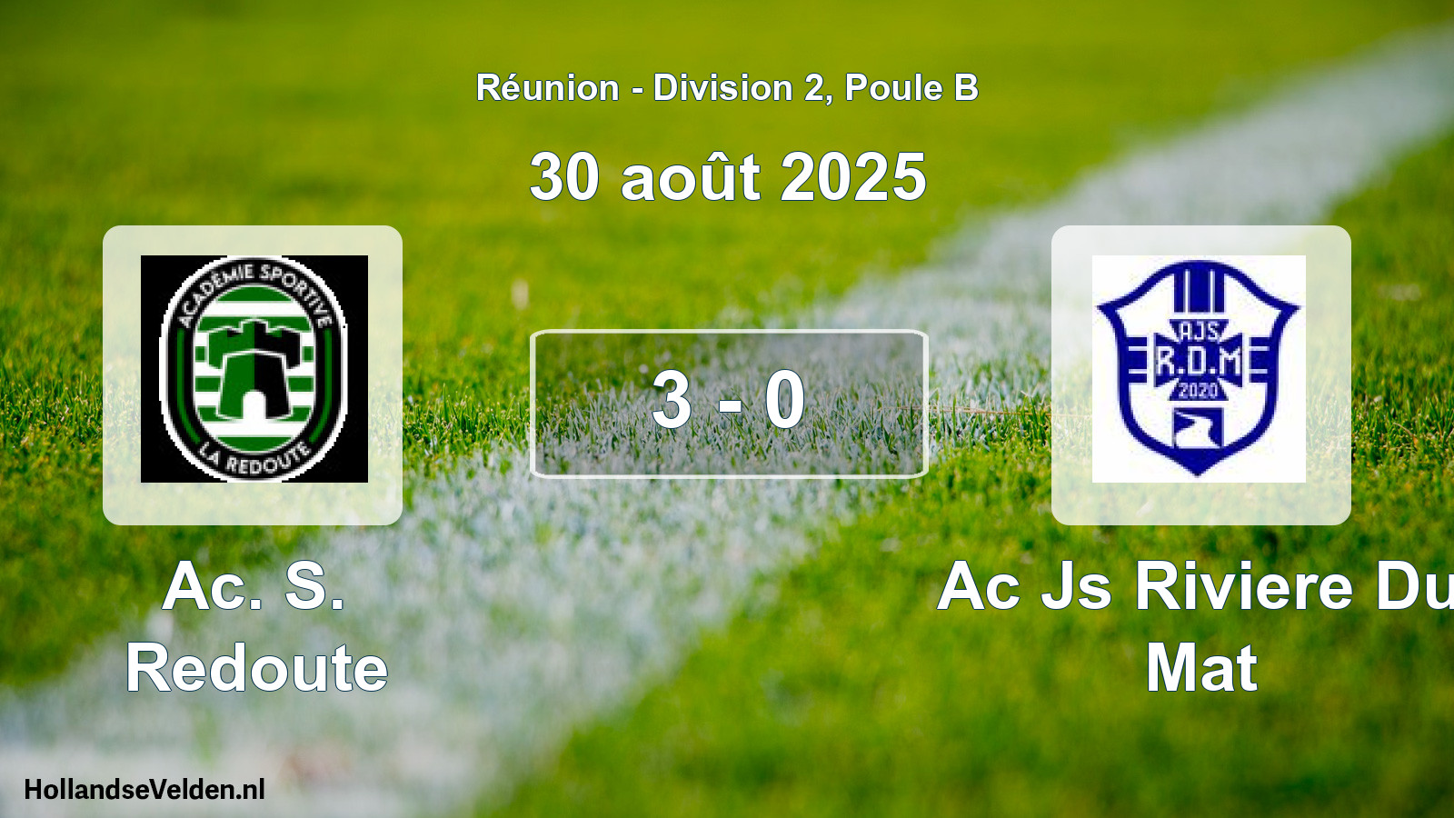 Match joué: Ac. S. Redoute - Ac Js Riviere Du Mat 3 - 0 (30 août 2025)