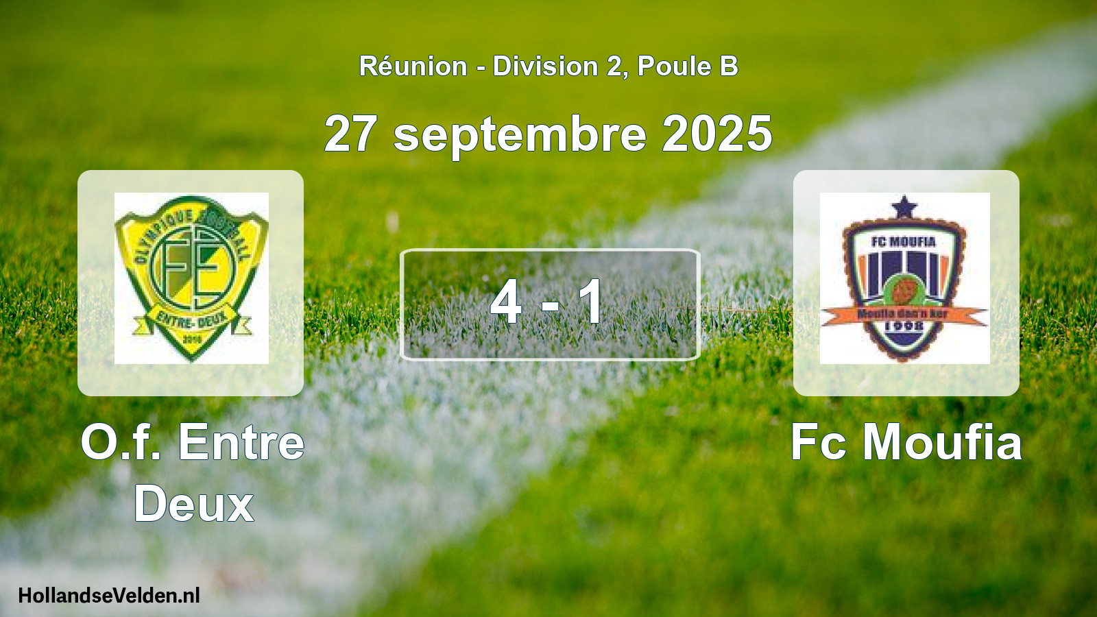 Match joué: O.f. Entre Deux - Fc Moufia 4 - 1 (27 septembre 2025)